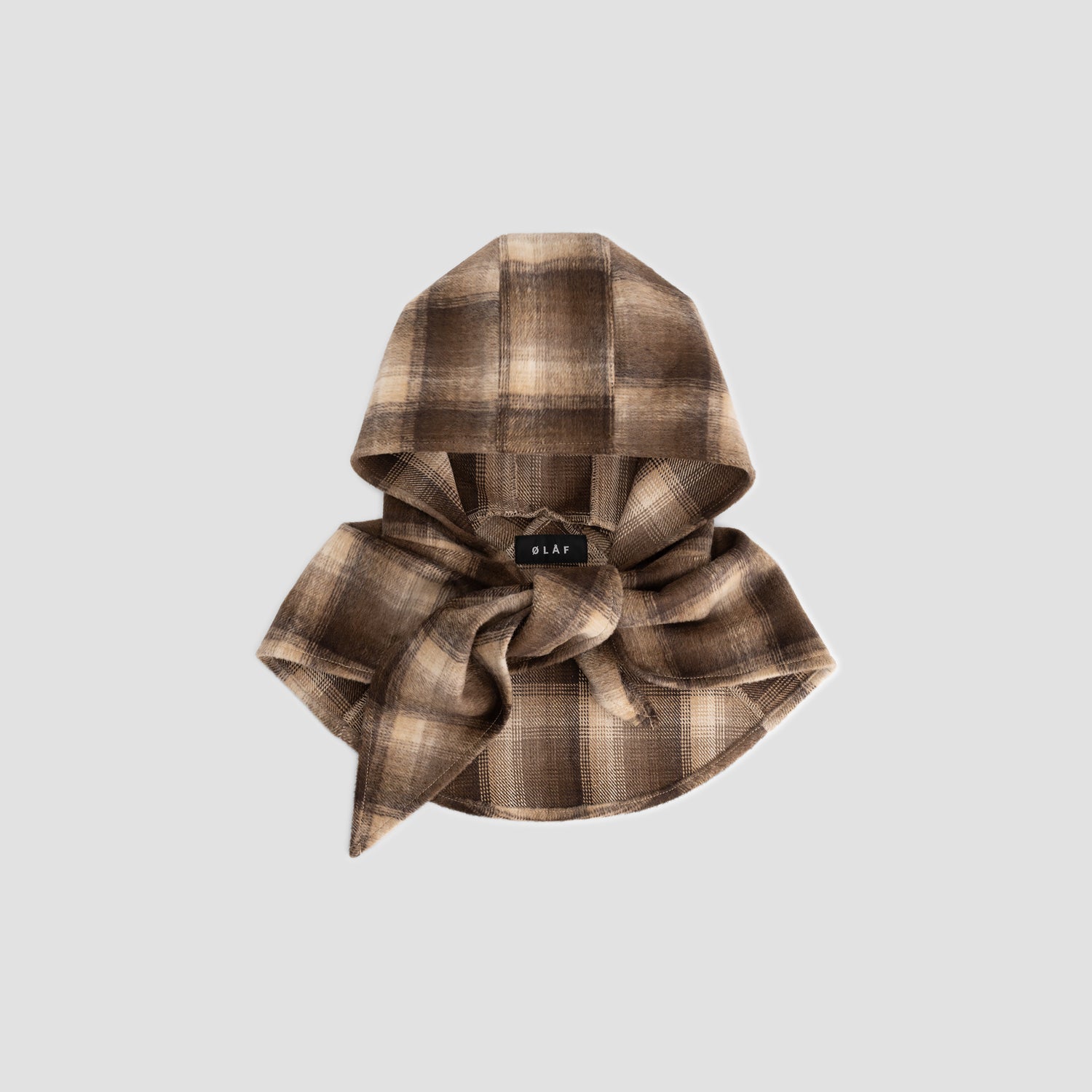 Checked Hooded Scarf - Hot Fudge