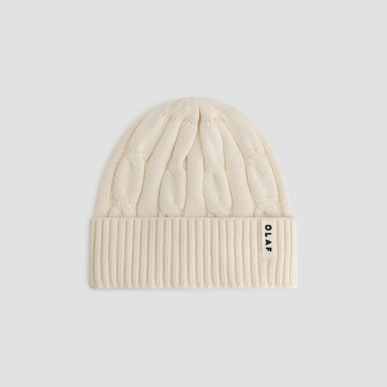 Wool Cable Knitted Beanie - Off-White/Mulch
