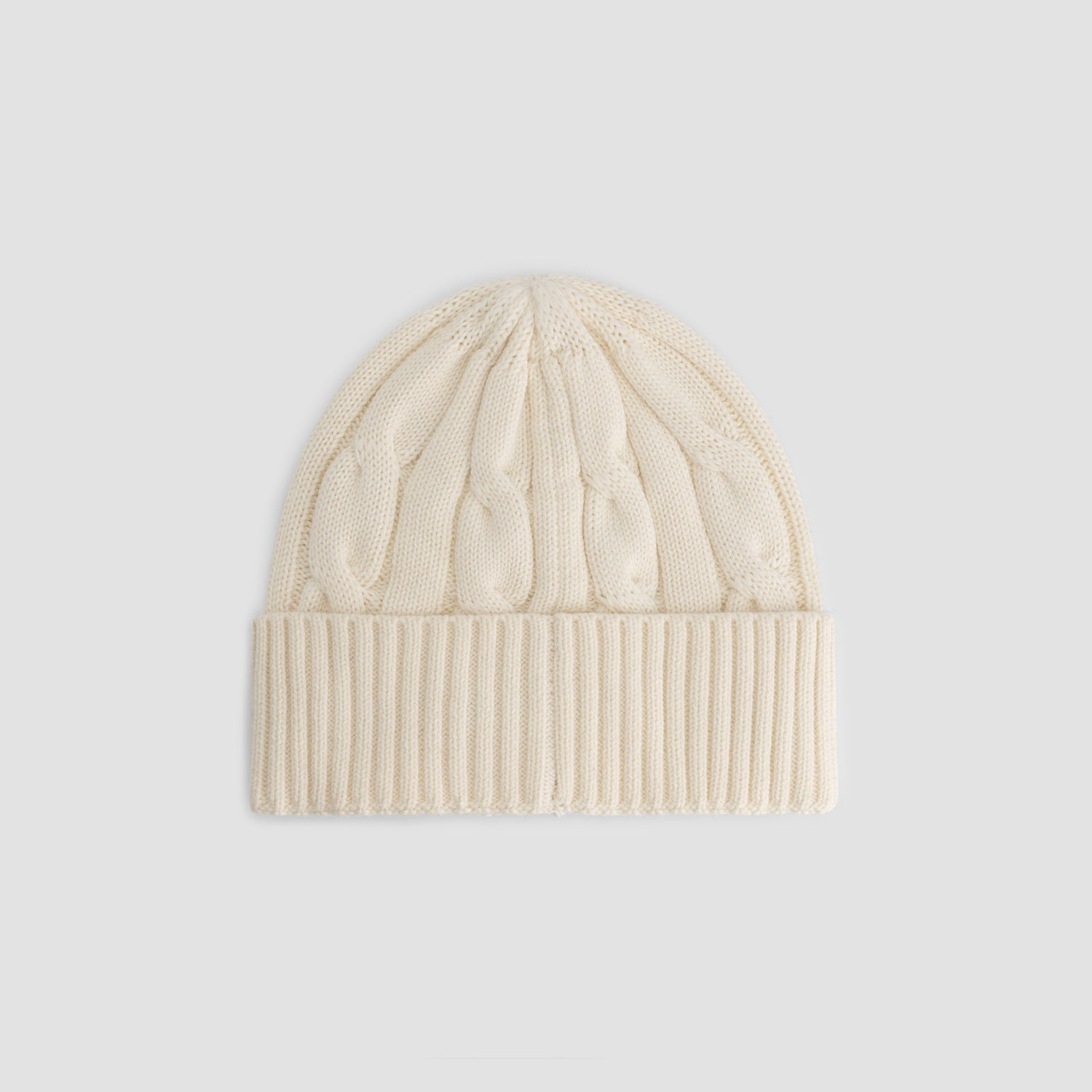 Wool Cable Knitted Beanie - Off-White/Mulch