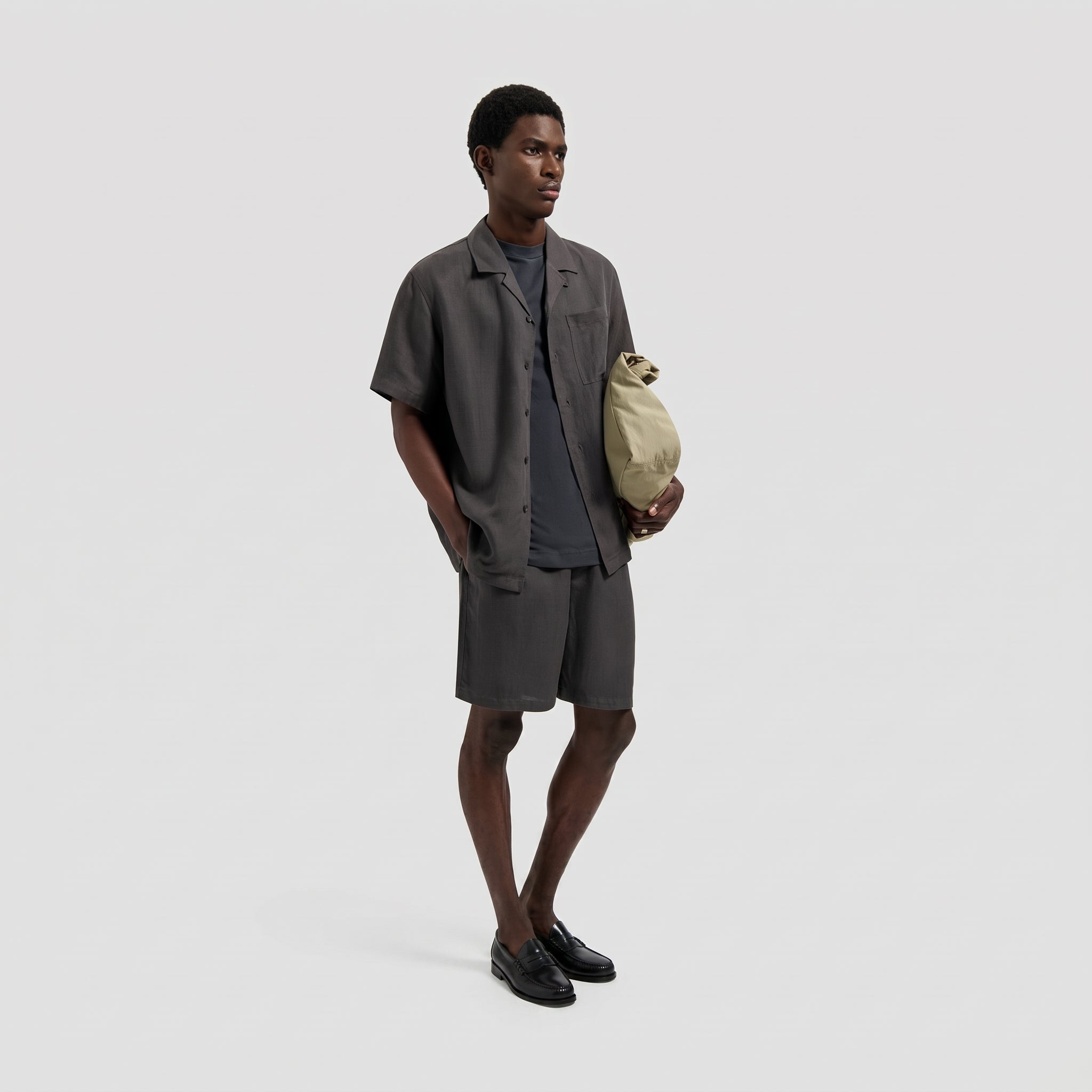 Linen Blend Short - Charcoal
