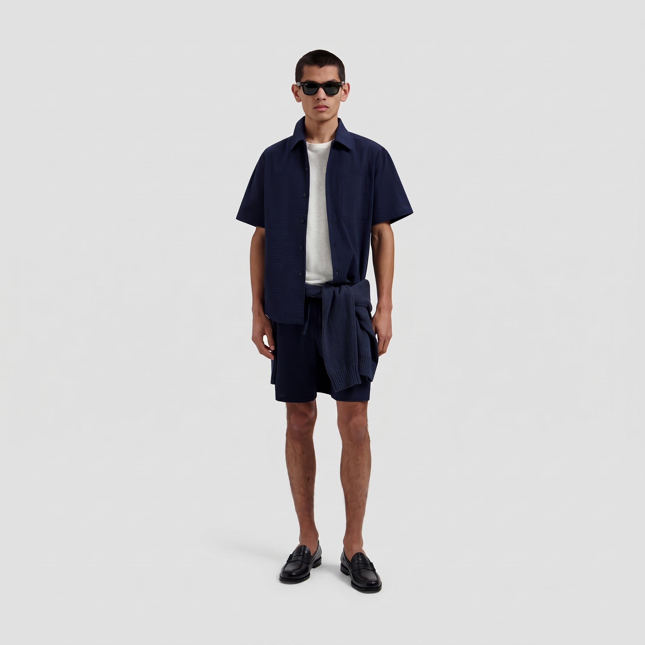 Seersucker Shorts - Navy