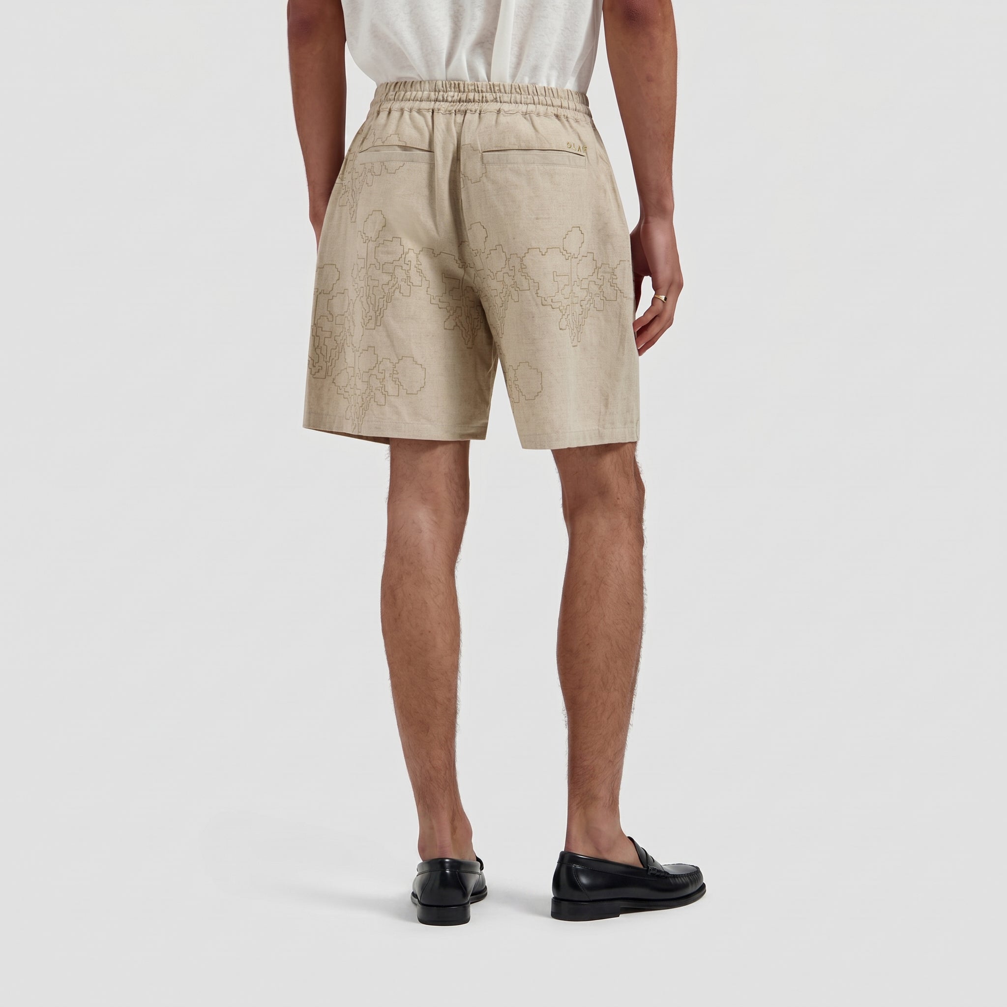Embroidered Flower Shorts - Cement