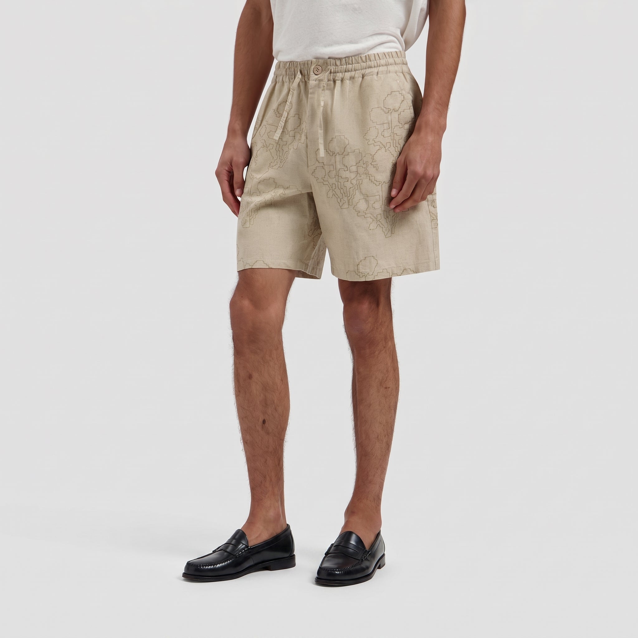 Embroidered Flower Shorts - Cement