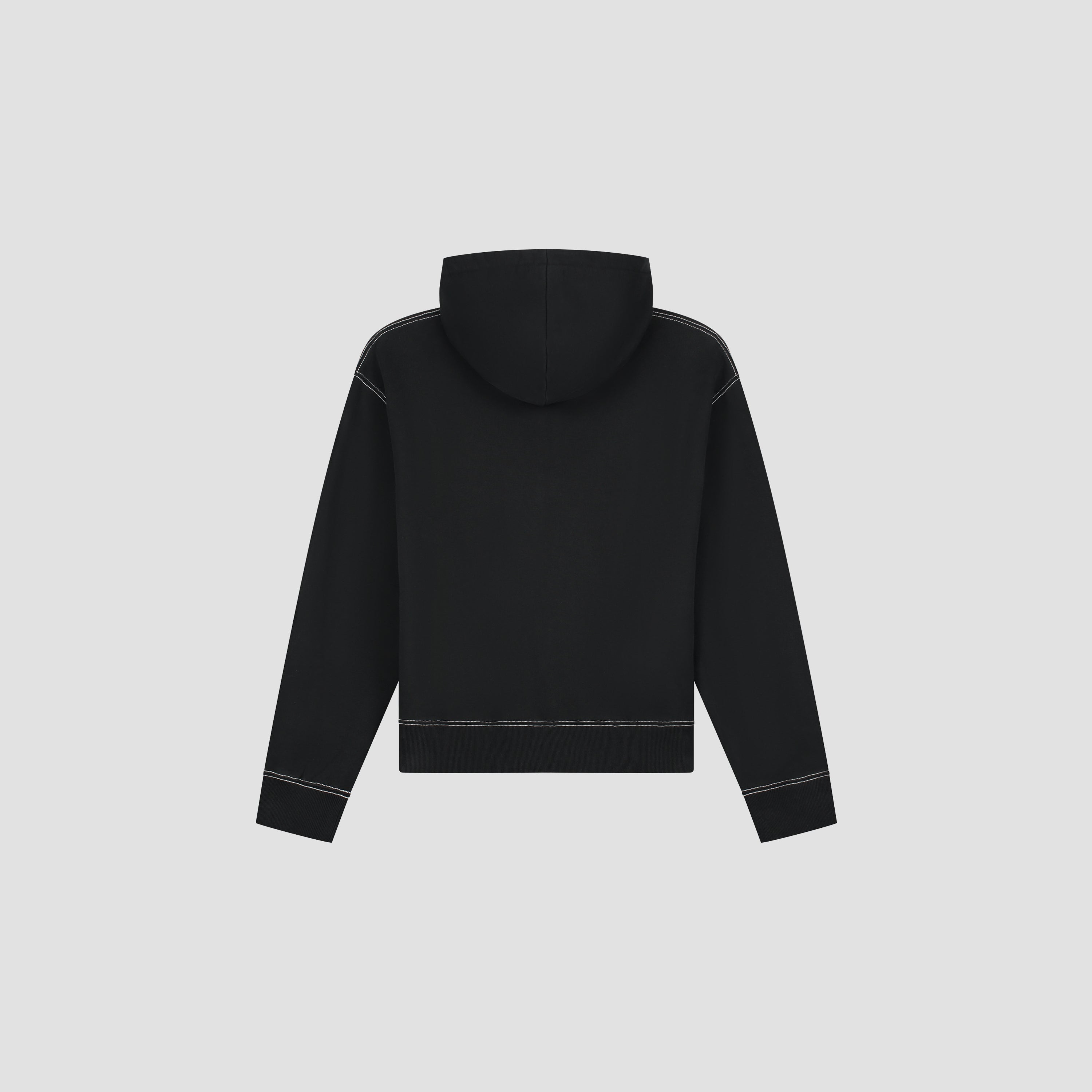 Contrast Signature Zip Hoodie - Black