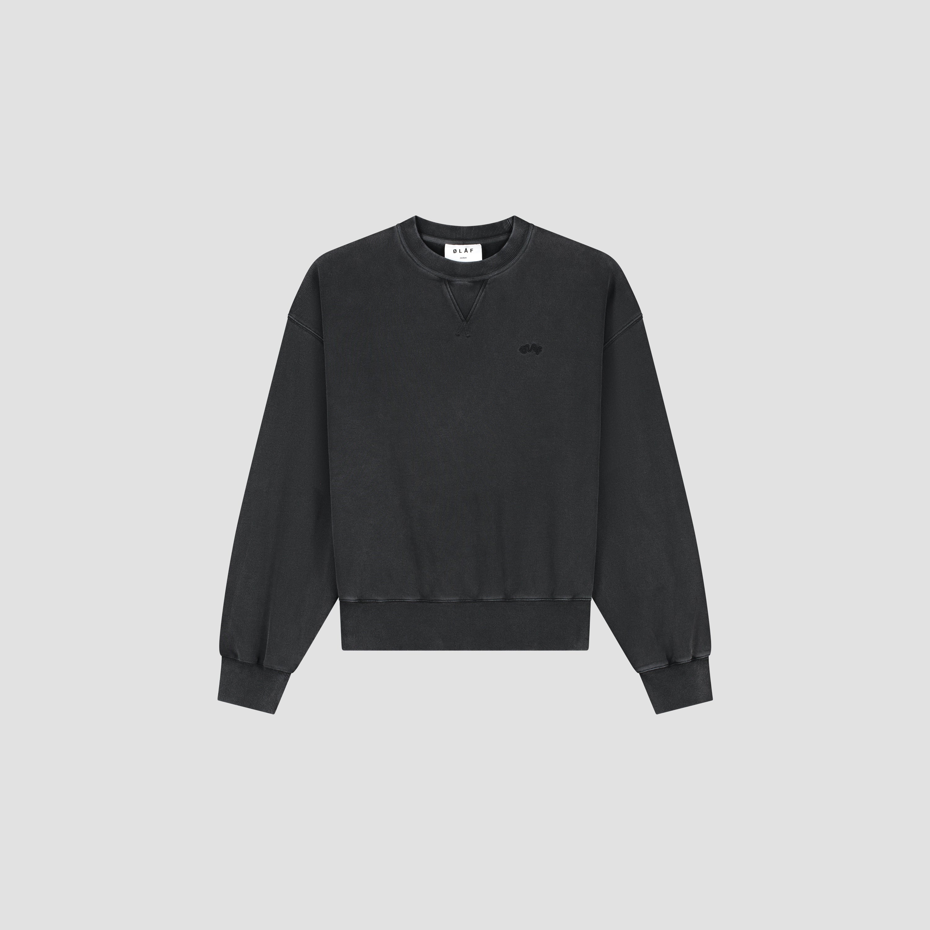 Washed Signature Boxy Crewneck - Charcoal