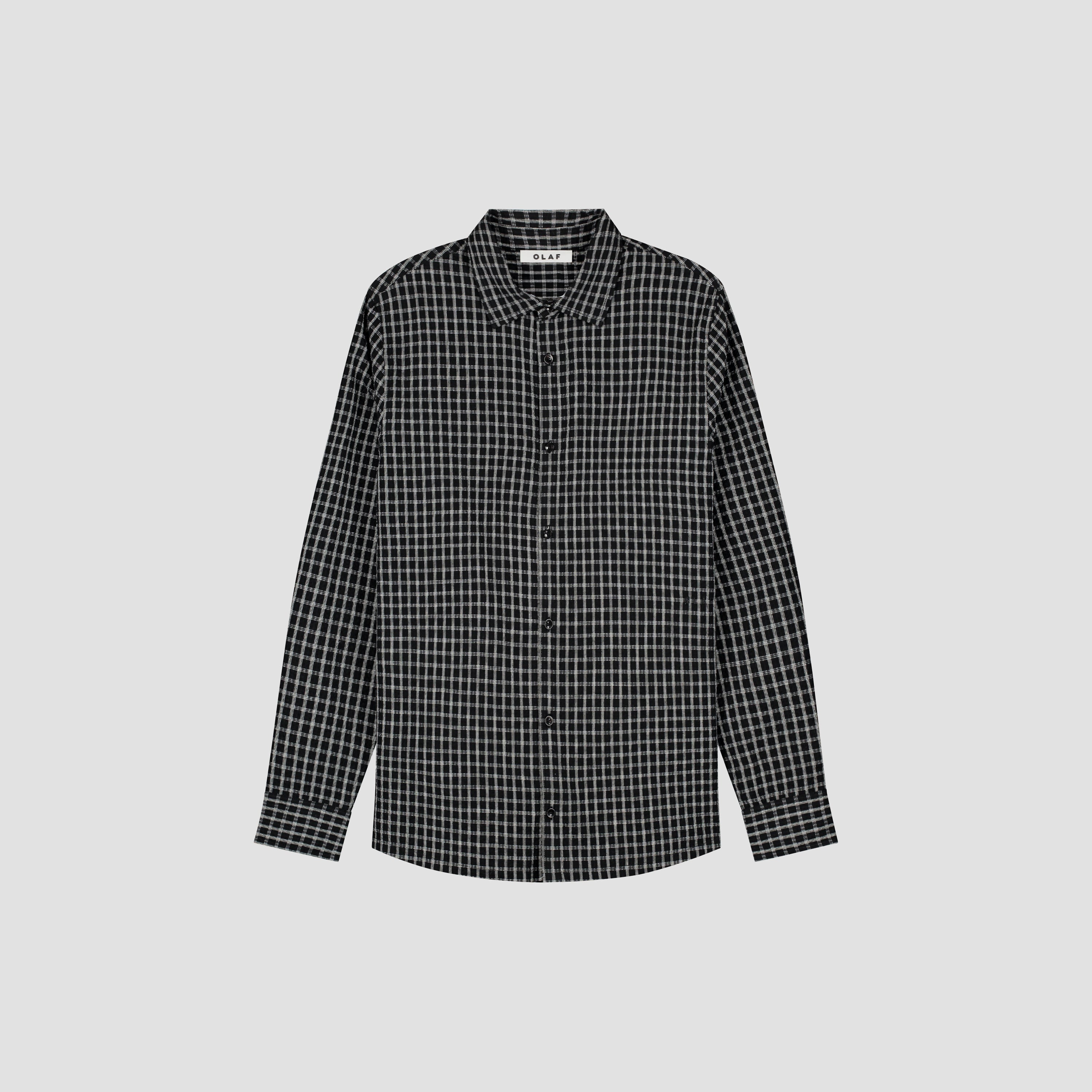 Checked Seersucker LS Shirt - Black