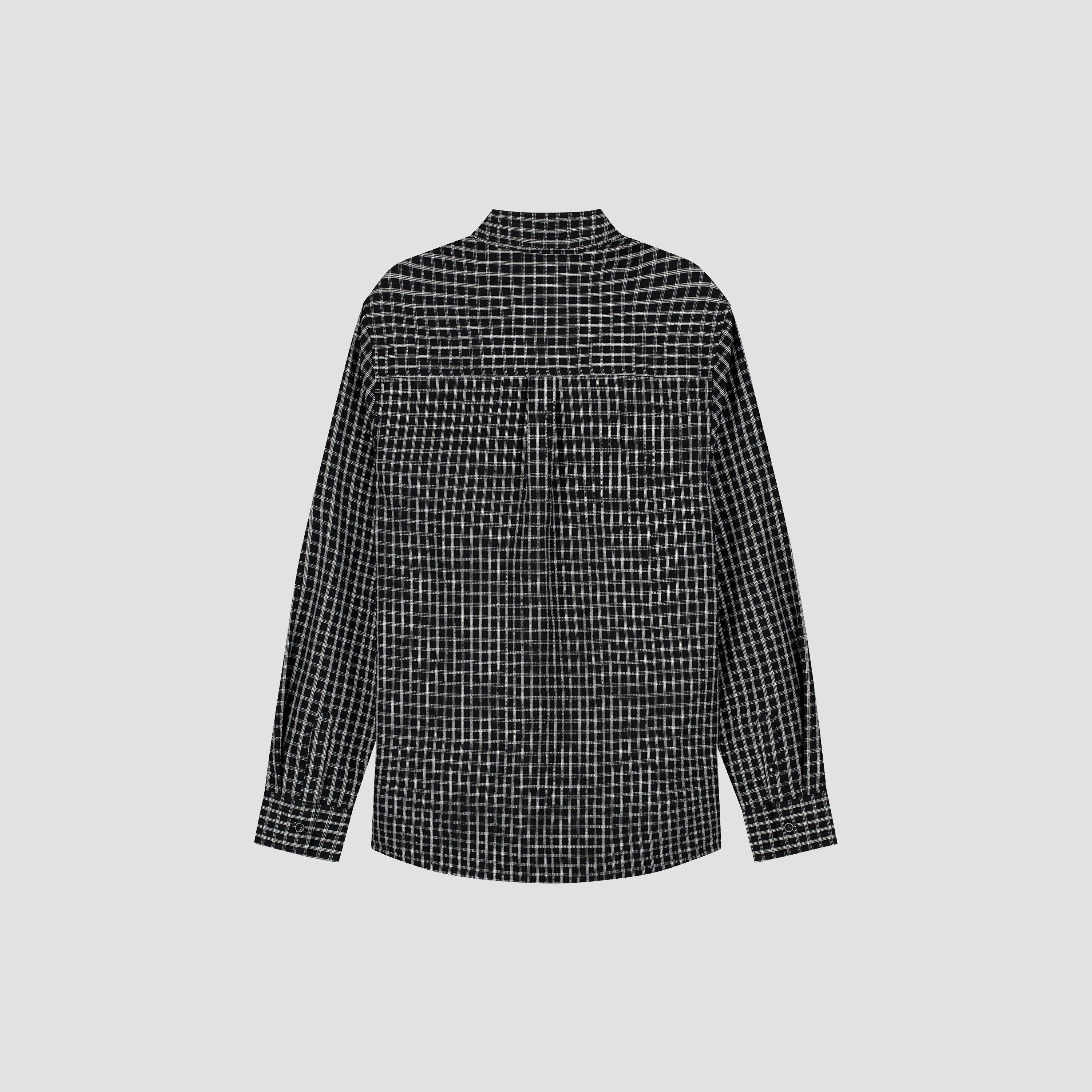 Checked Seersucker LS Shirt - Black