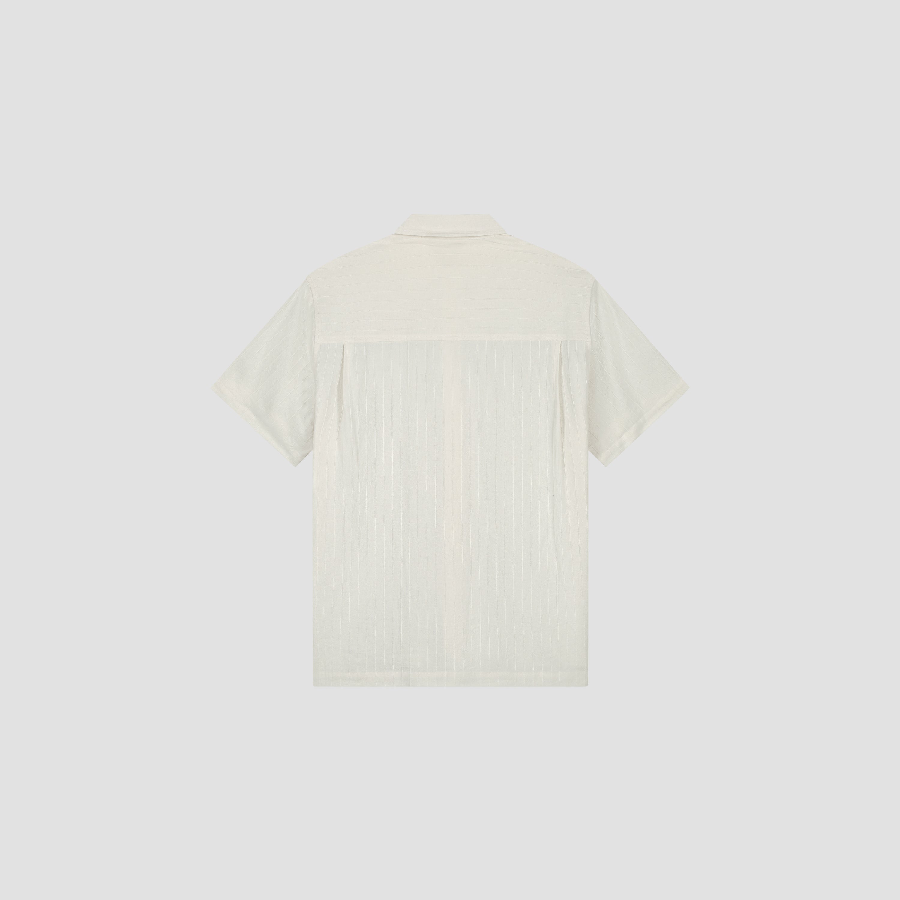 Textured Stripe Boxy SS Shirt - Off-White