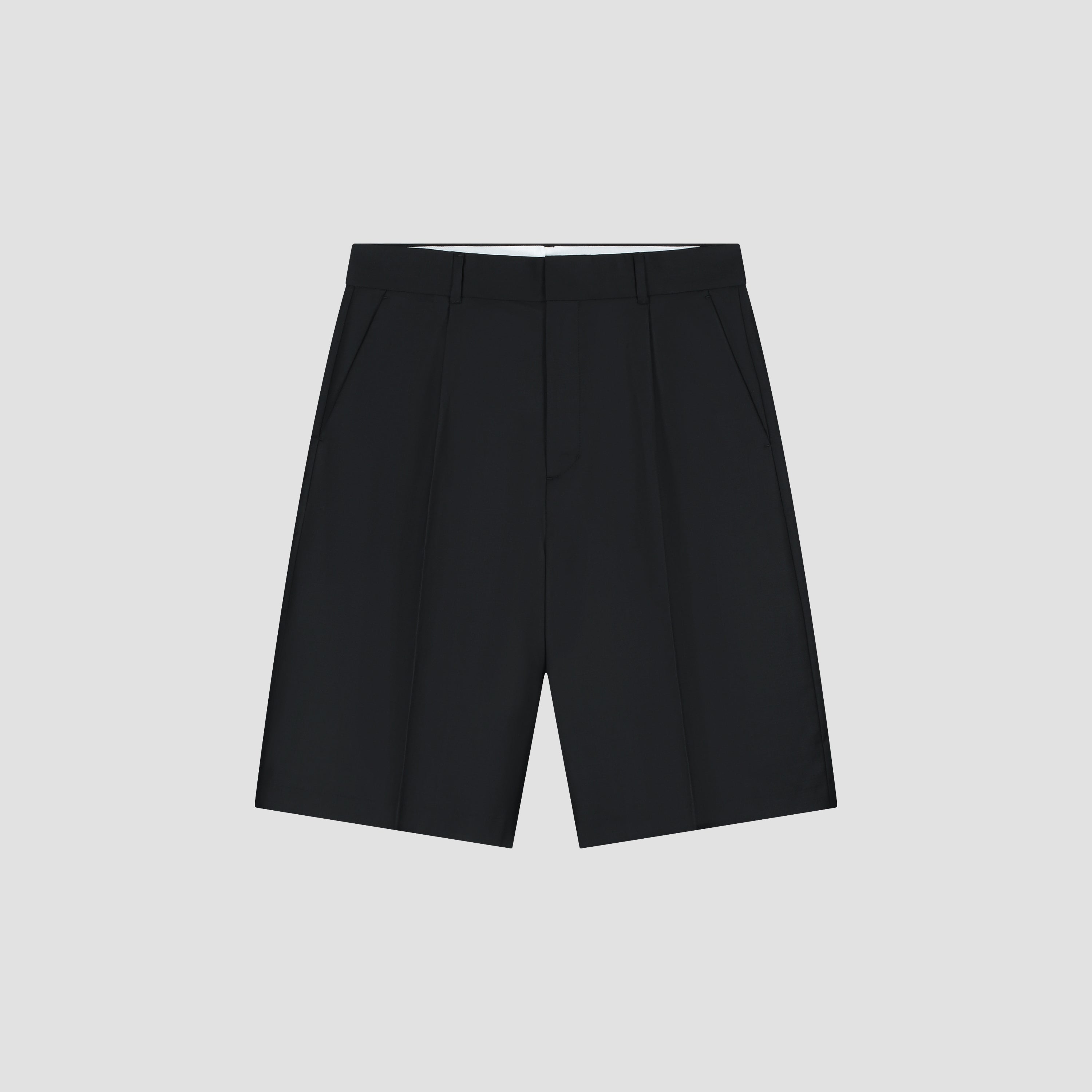 Tropical Wool Blend Tailored Shorts - Black