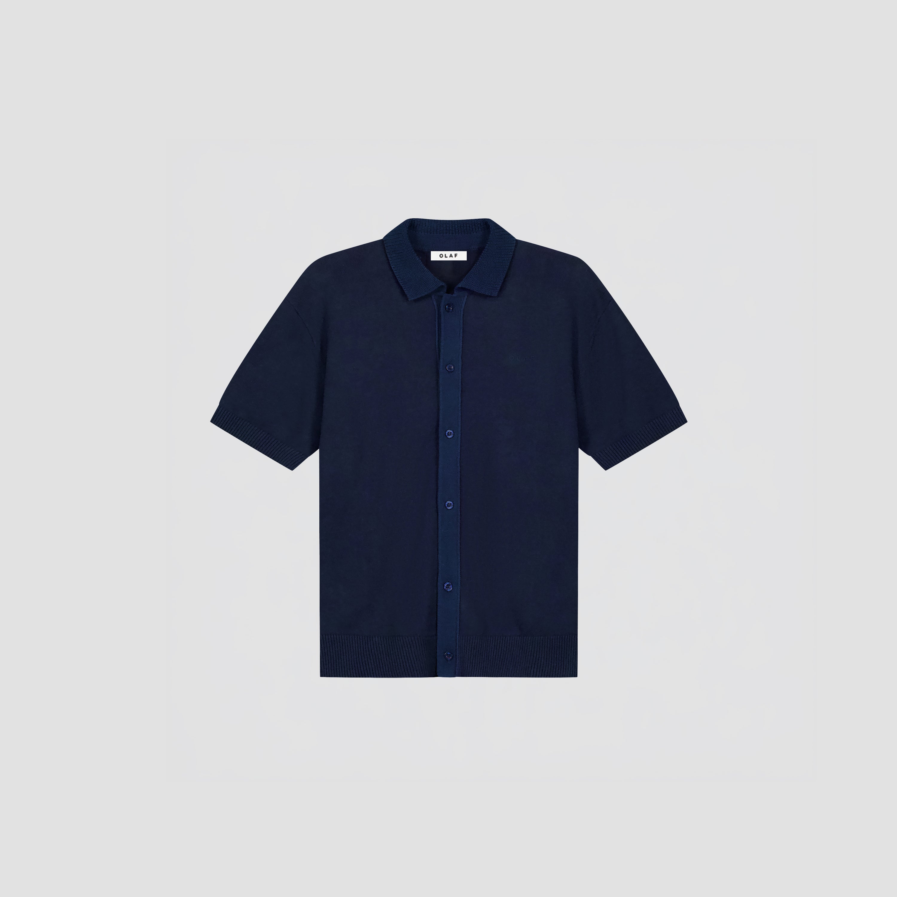 Linen Knitted SS Polo - Navy