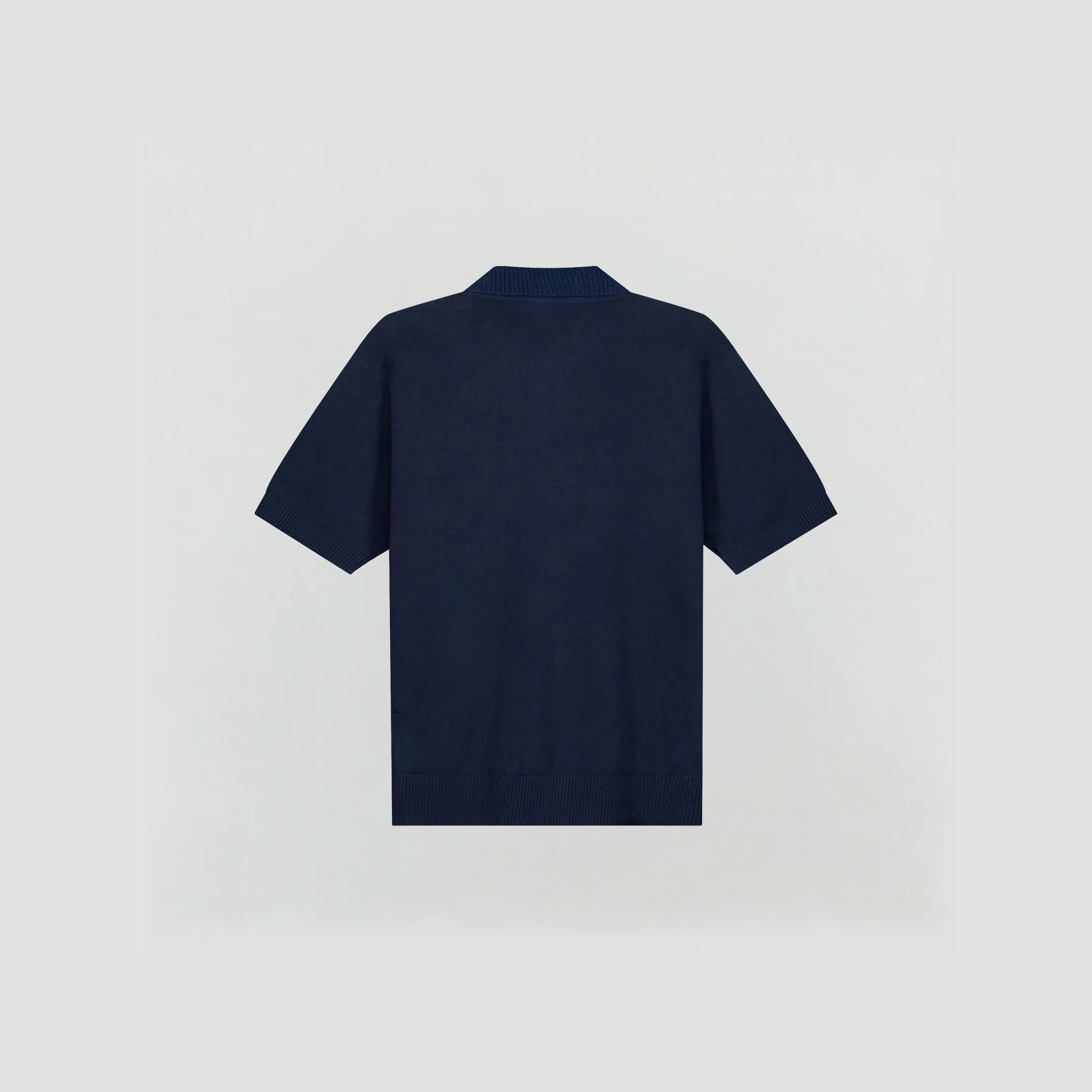 Linen Knitted SS Polo - Navy