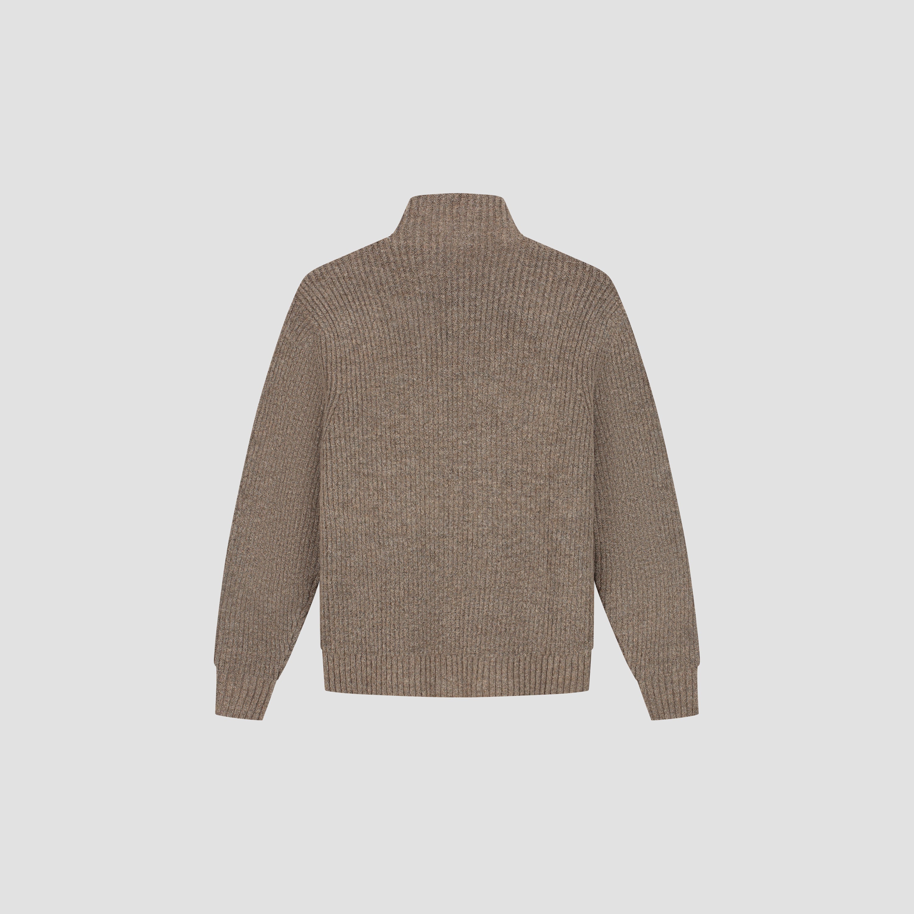 Signature Zip Knitted Mockneck - Chocolate Chip