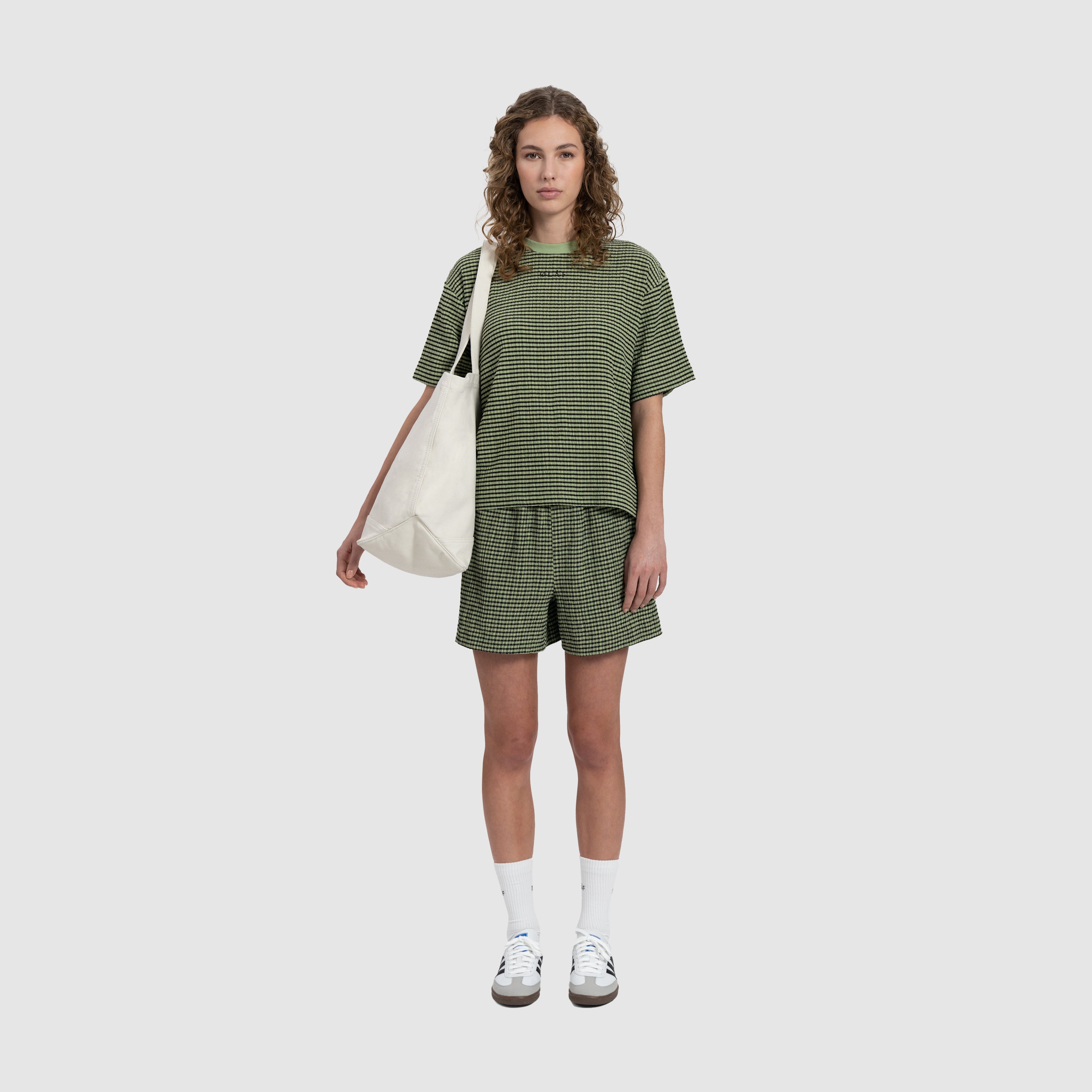 WMN Seersucker Shorts - Green Check