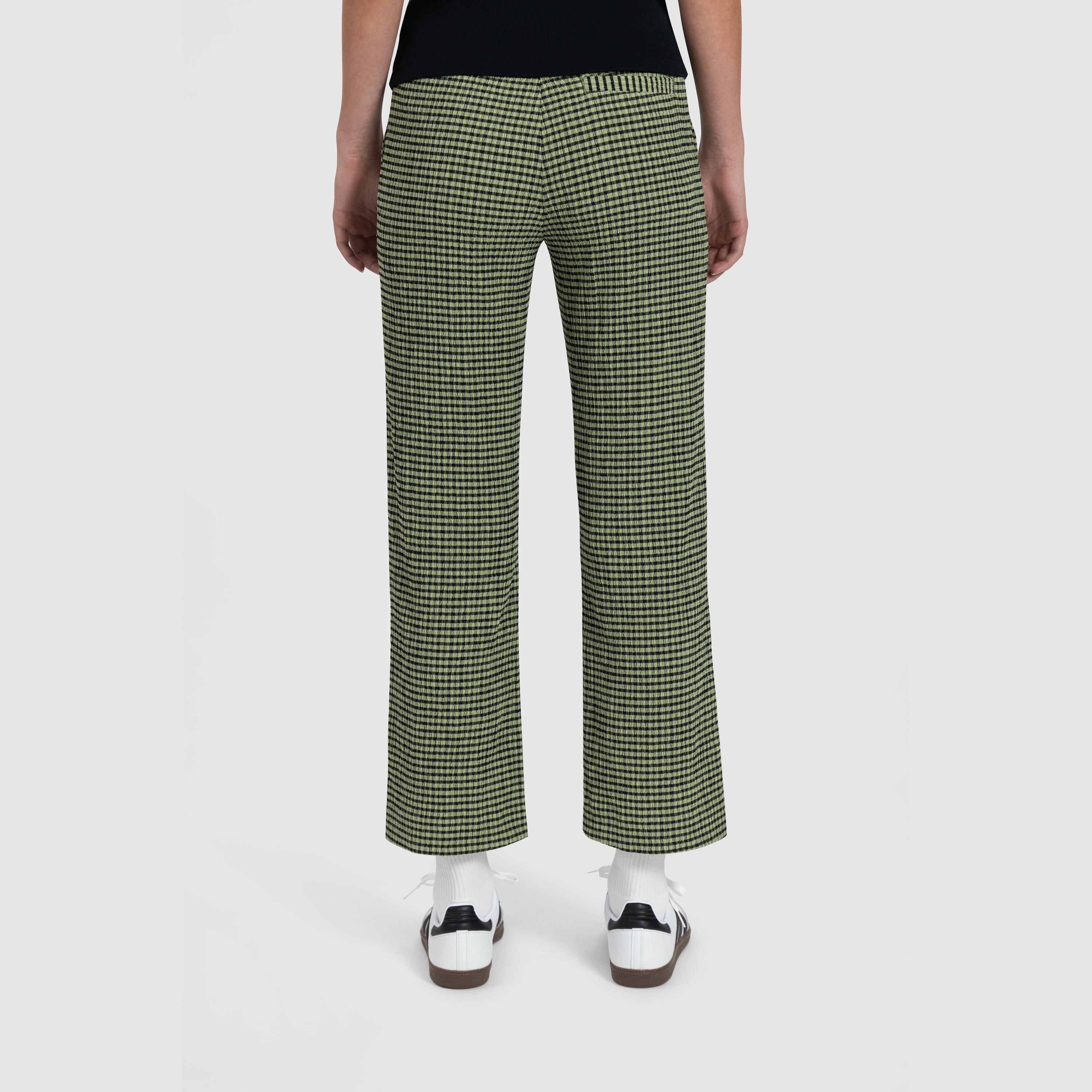 WMN Seersucker Slim Trousers - Green Check