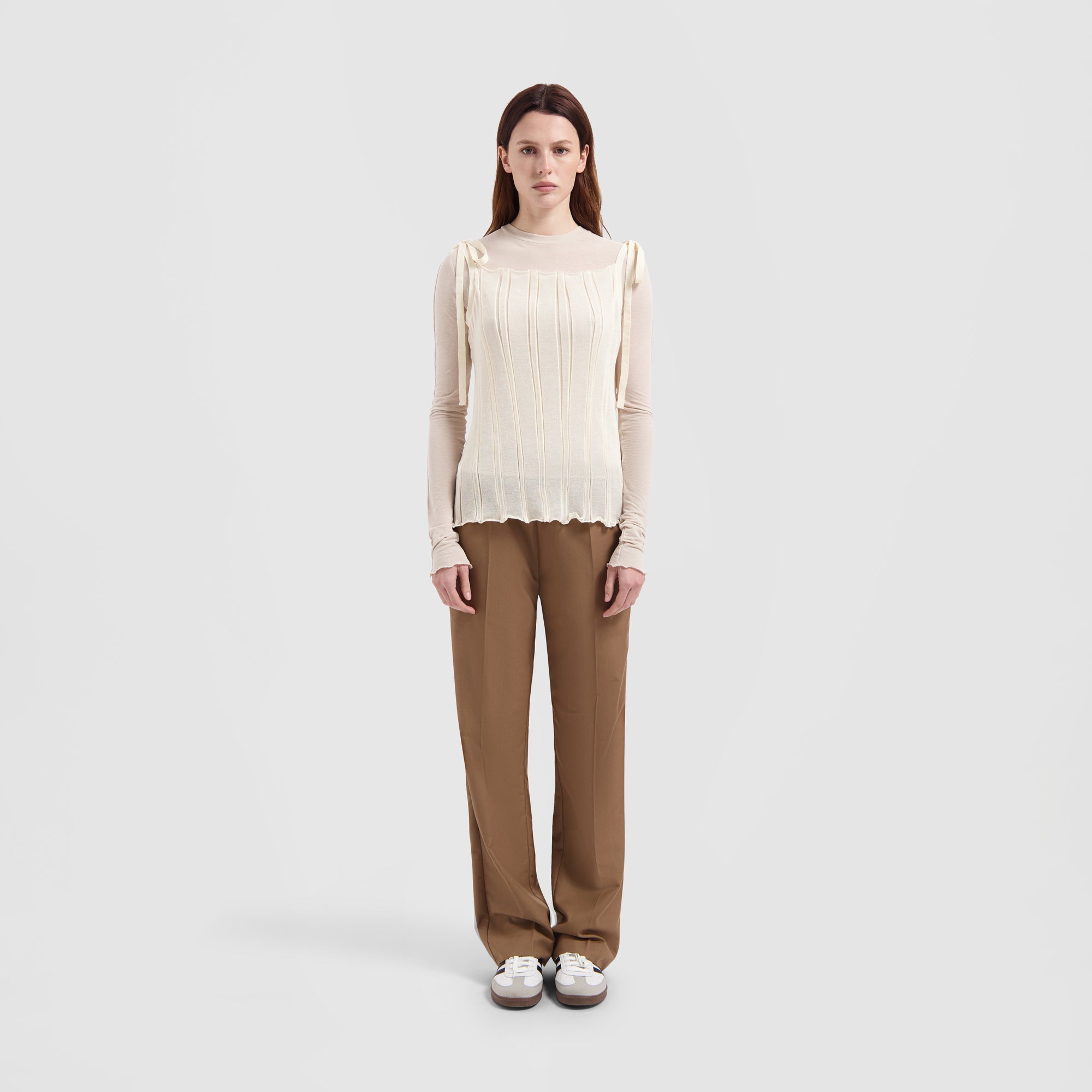 WMN Knitted Tie Tank Top - Off White