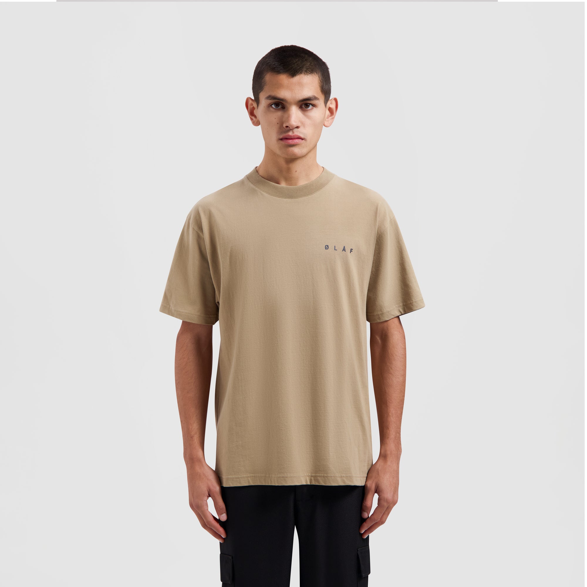 Pixelated Face Tee - Tan Brown