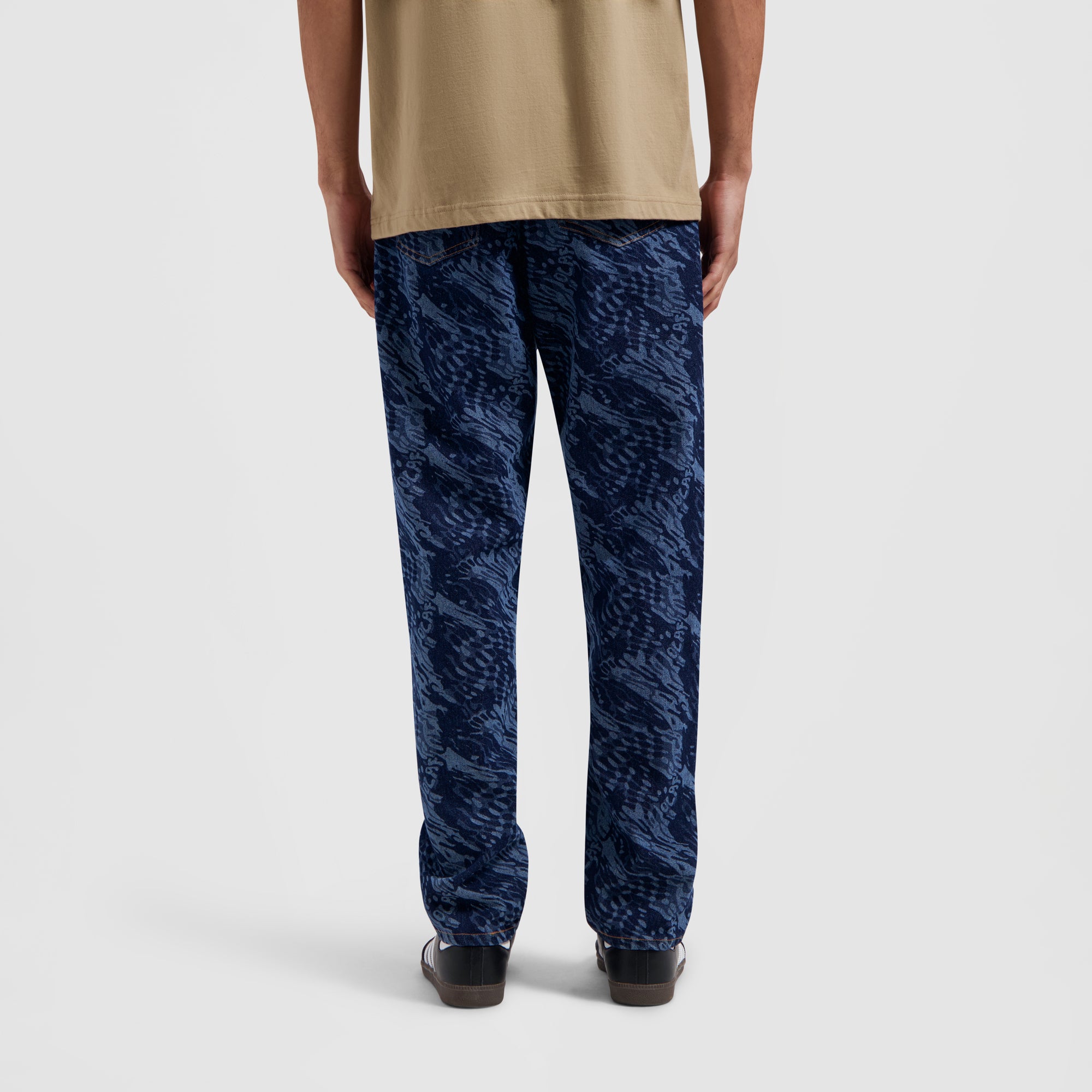 Water AOP Denim Pants - Blue