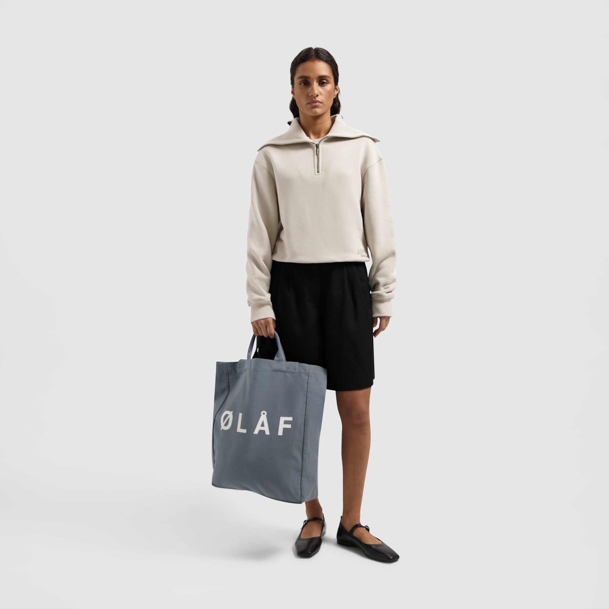 WMN Friends Zip Mockneck - Cement