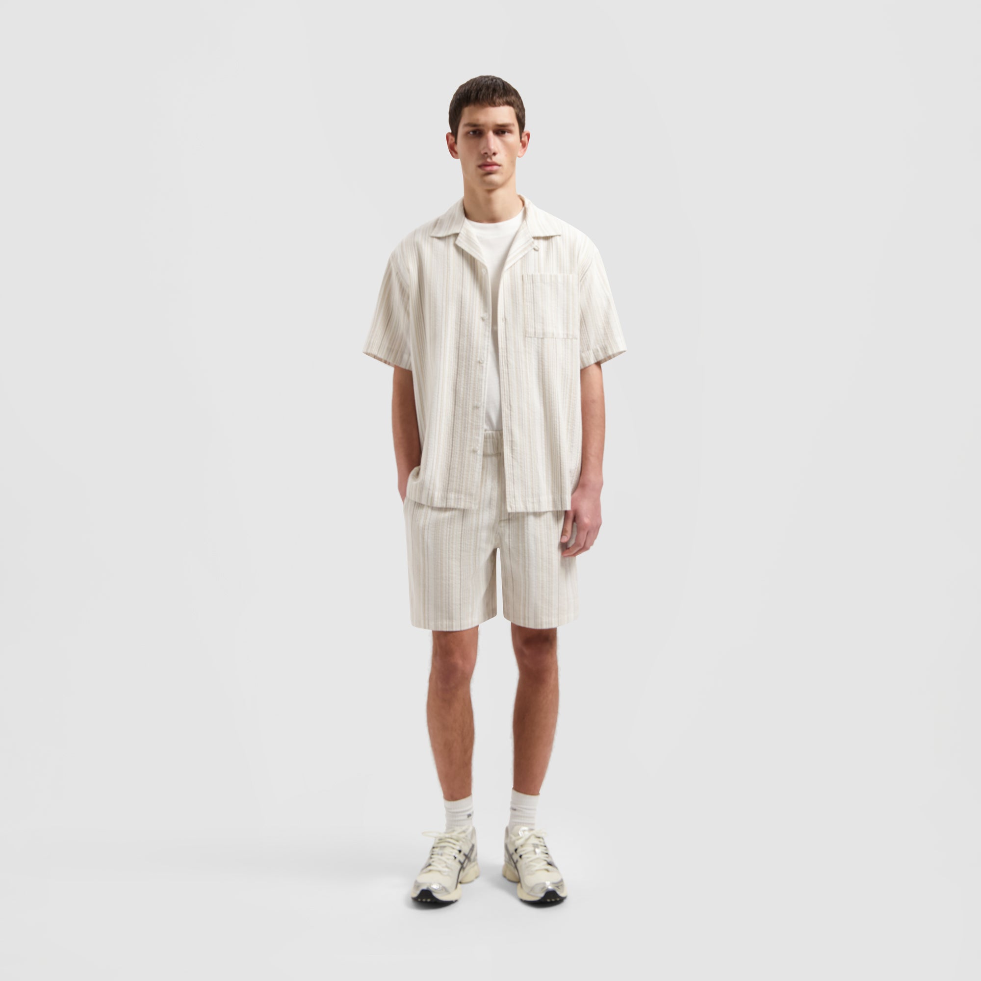 Stripe Shirt SS - Brown / White