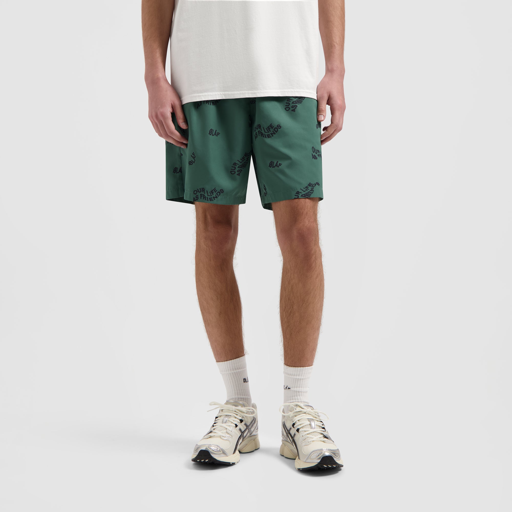 Wavy AOP Swim Shorts - Washed Green