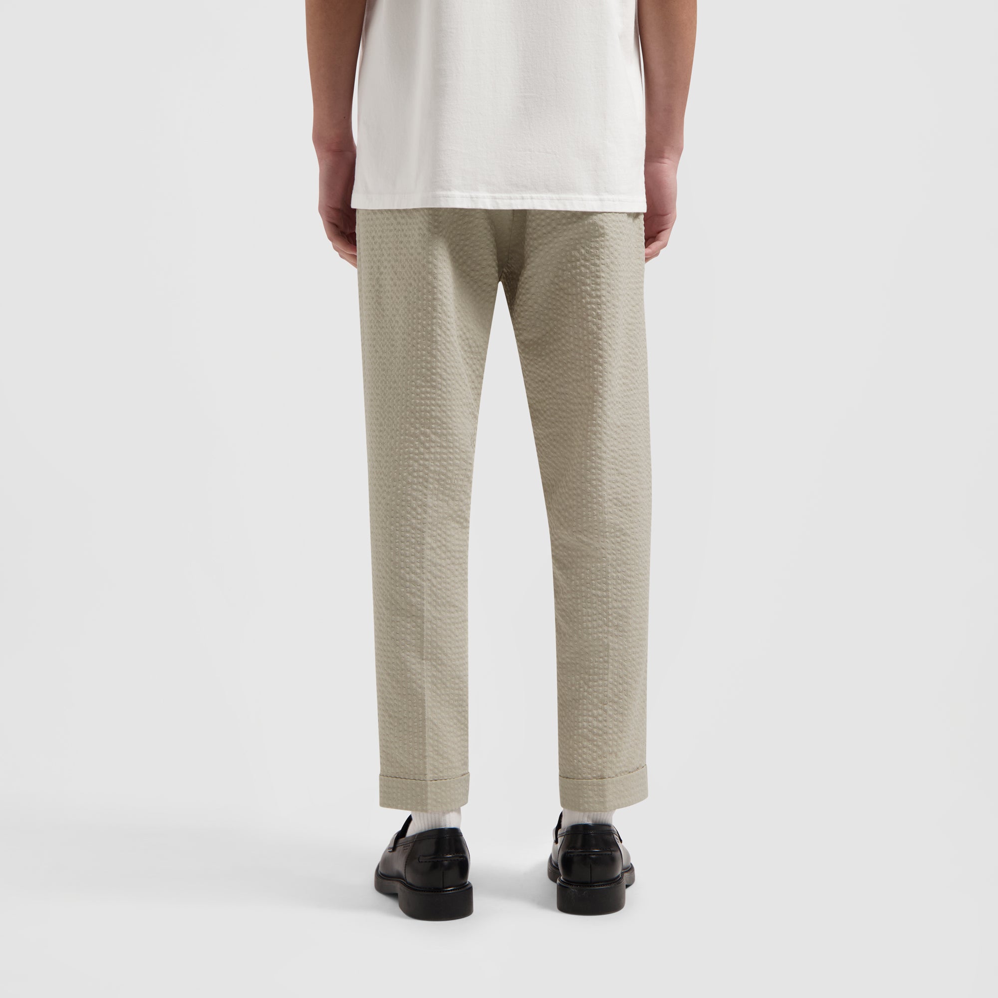 Seersucker Slim Pants - Cement