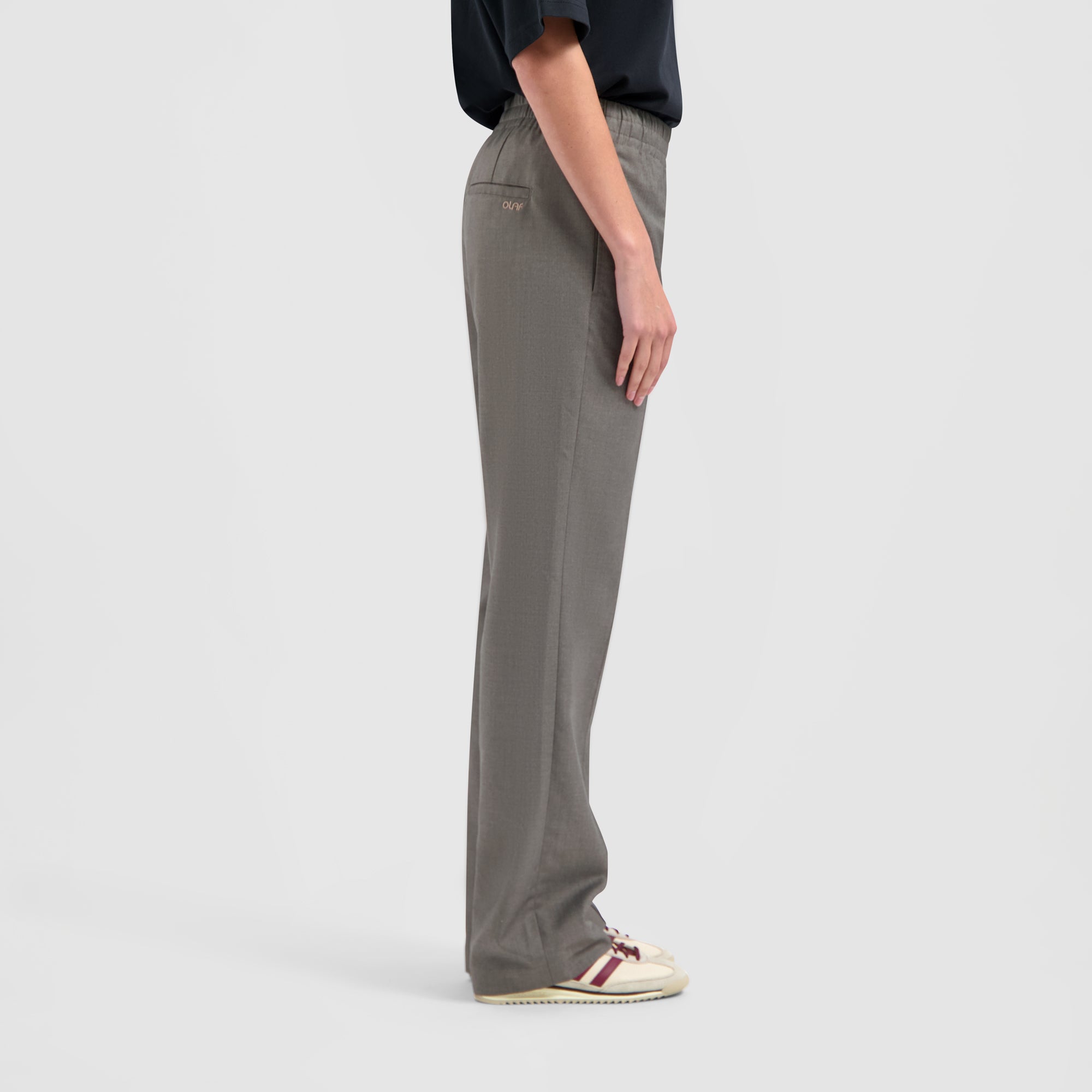 Pintuck Elasticated Pants - Grey
