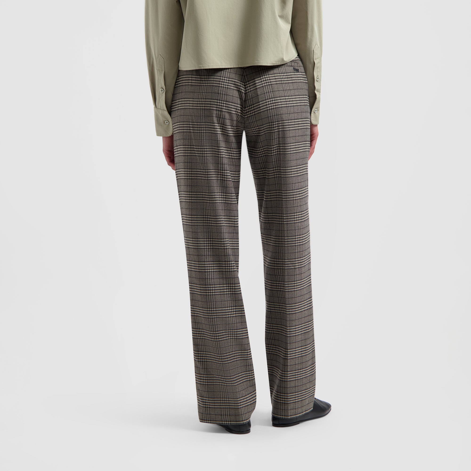 Check Tailored Straight Pants - Grey