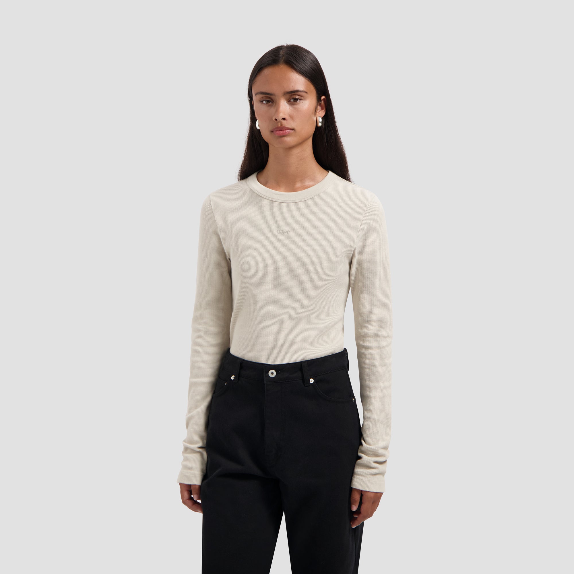 Waffle Top Long Sleeve - Cement