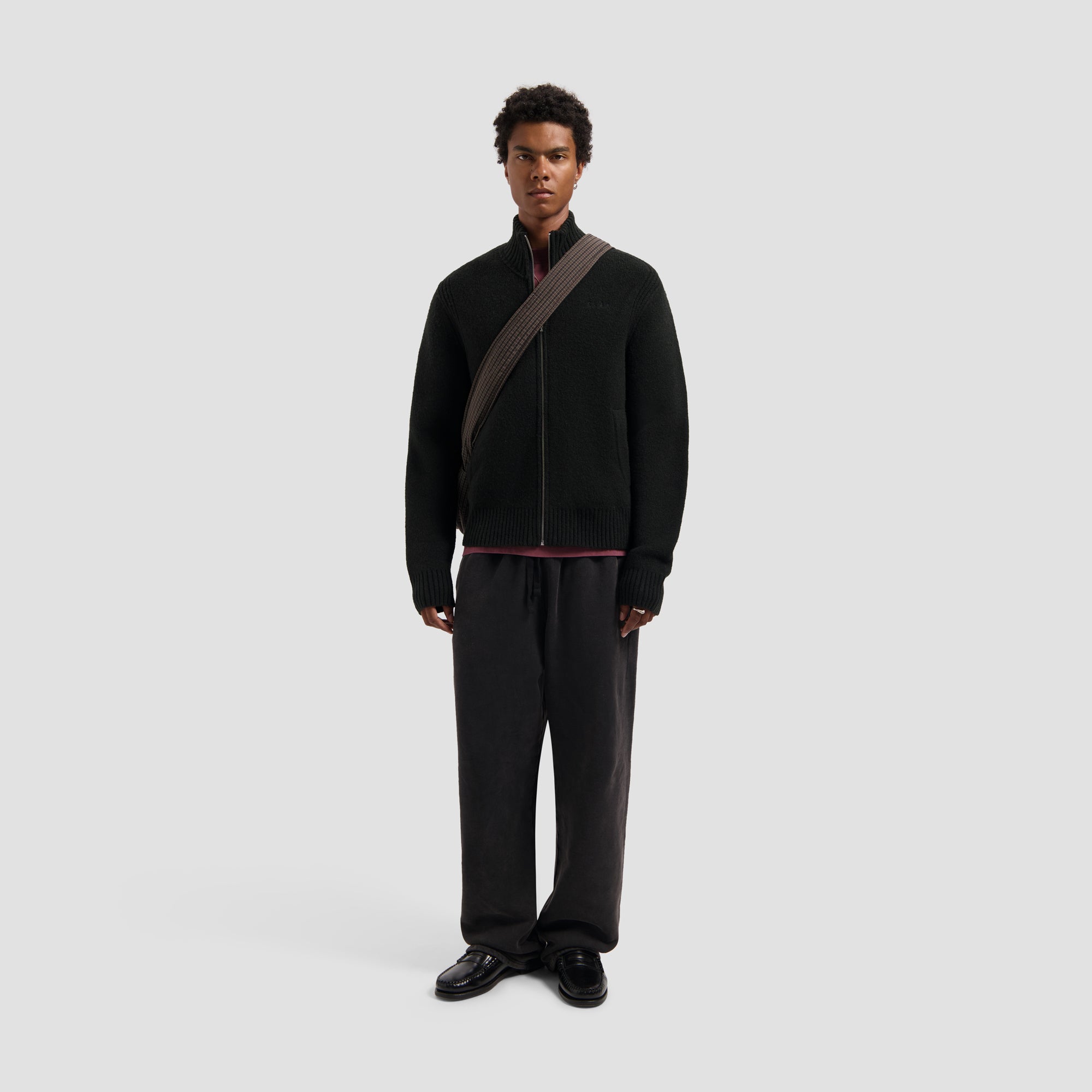 Zip Knitted Mock Neck - Black