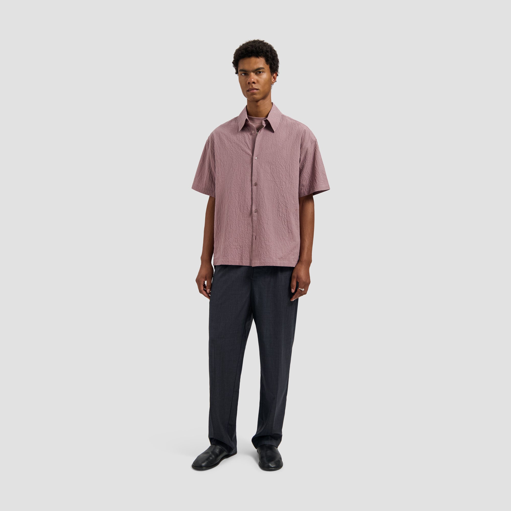 Stripe Boxy SS Shirt - Twilight Mauve