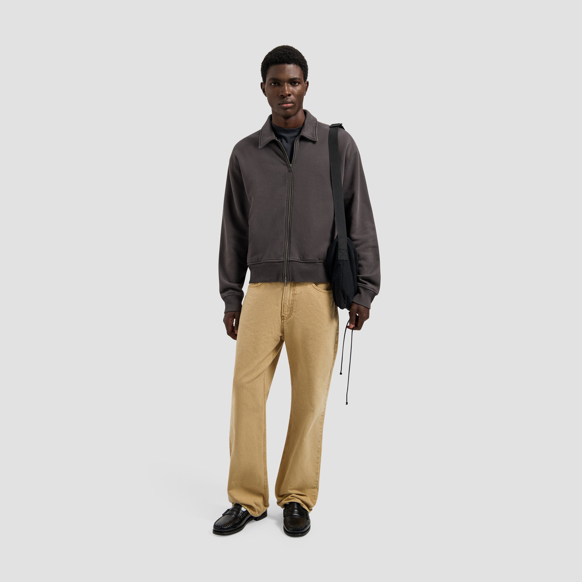Essential Zip Up Polo - Charcoal