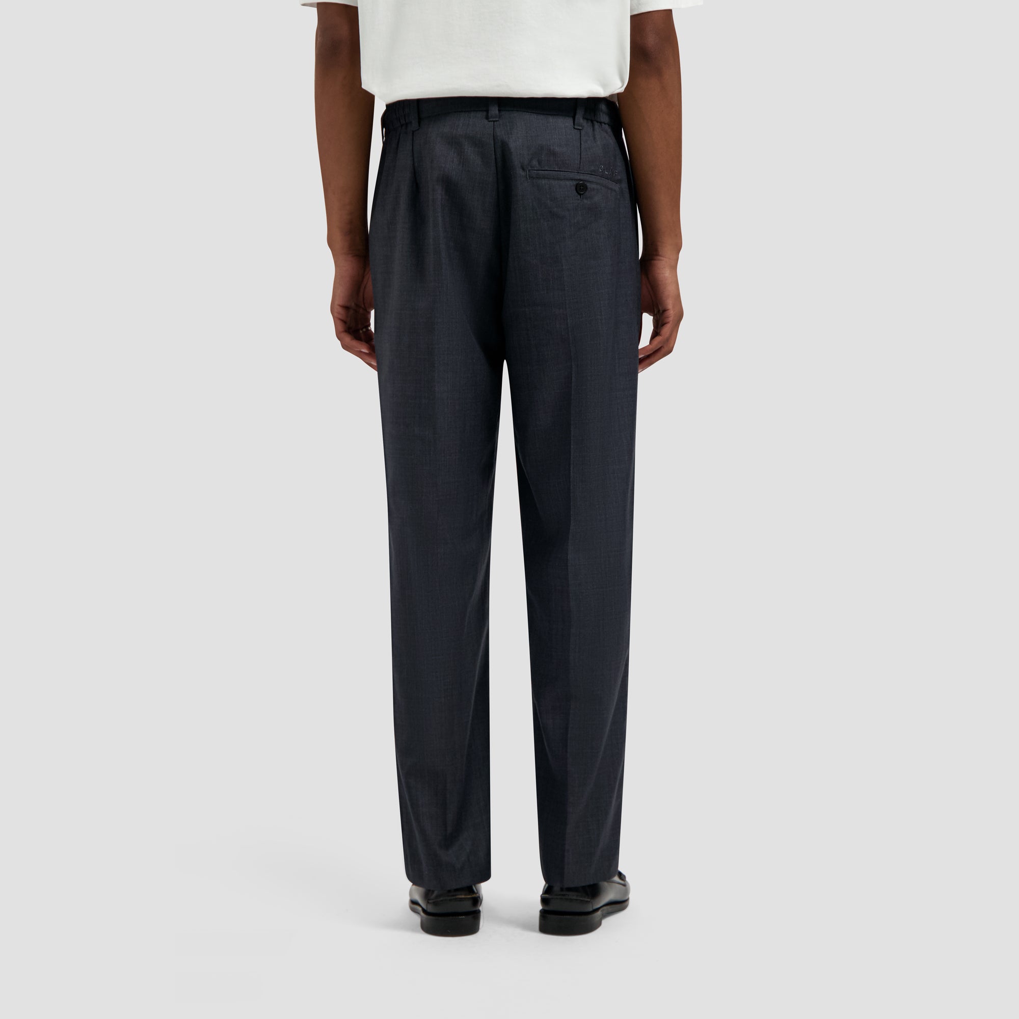 Regular Wool Blend Pleated Pant - Charcoal
