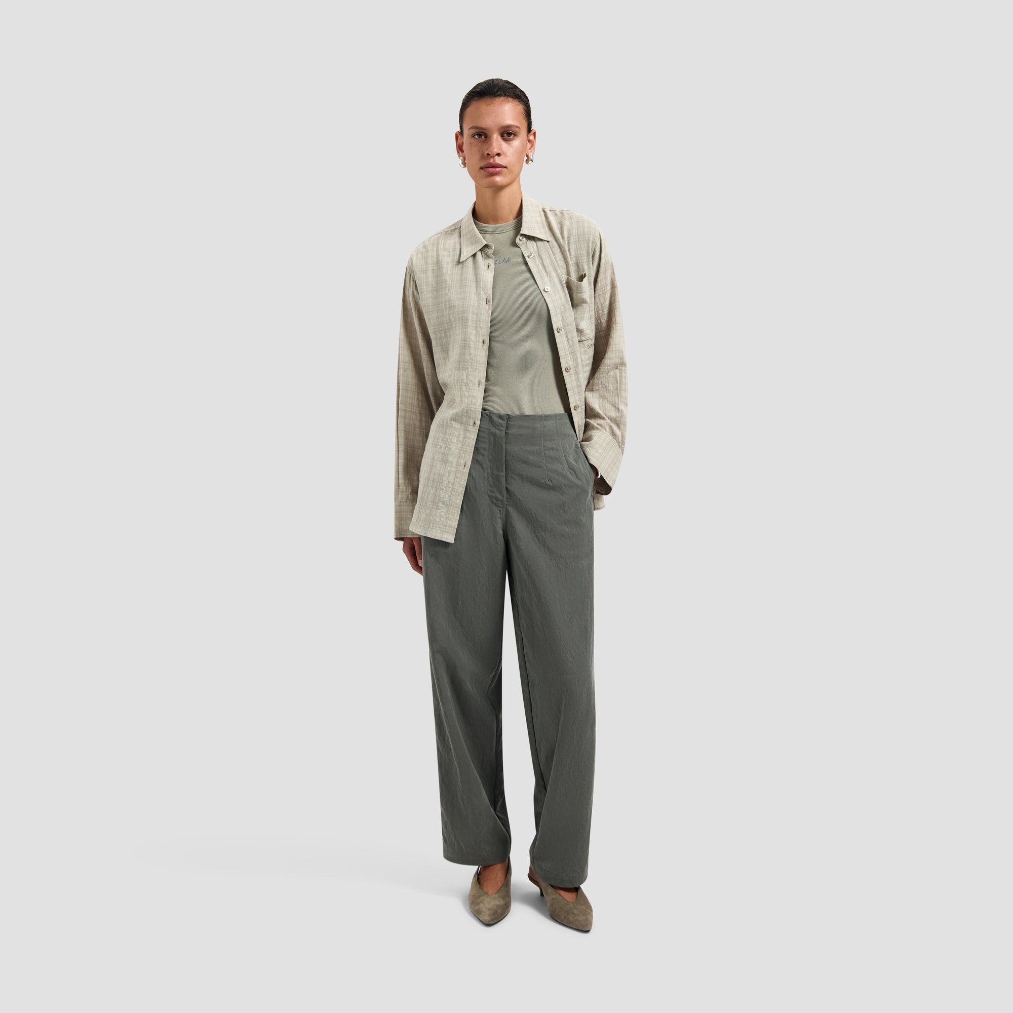 Crinkled Barrel Leg Pant - Tradewinds