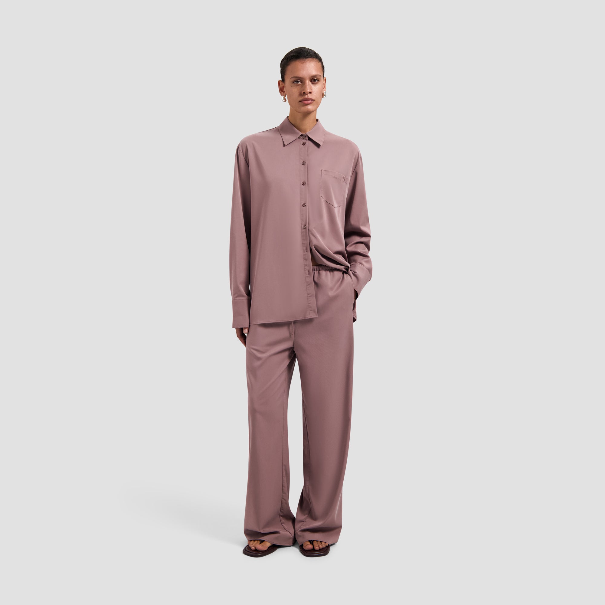 Drapey Asymmetric Shirt - Twilight Mauve