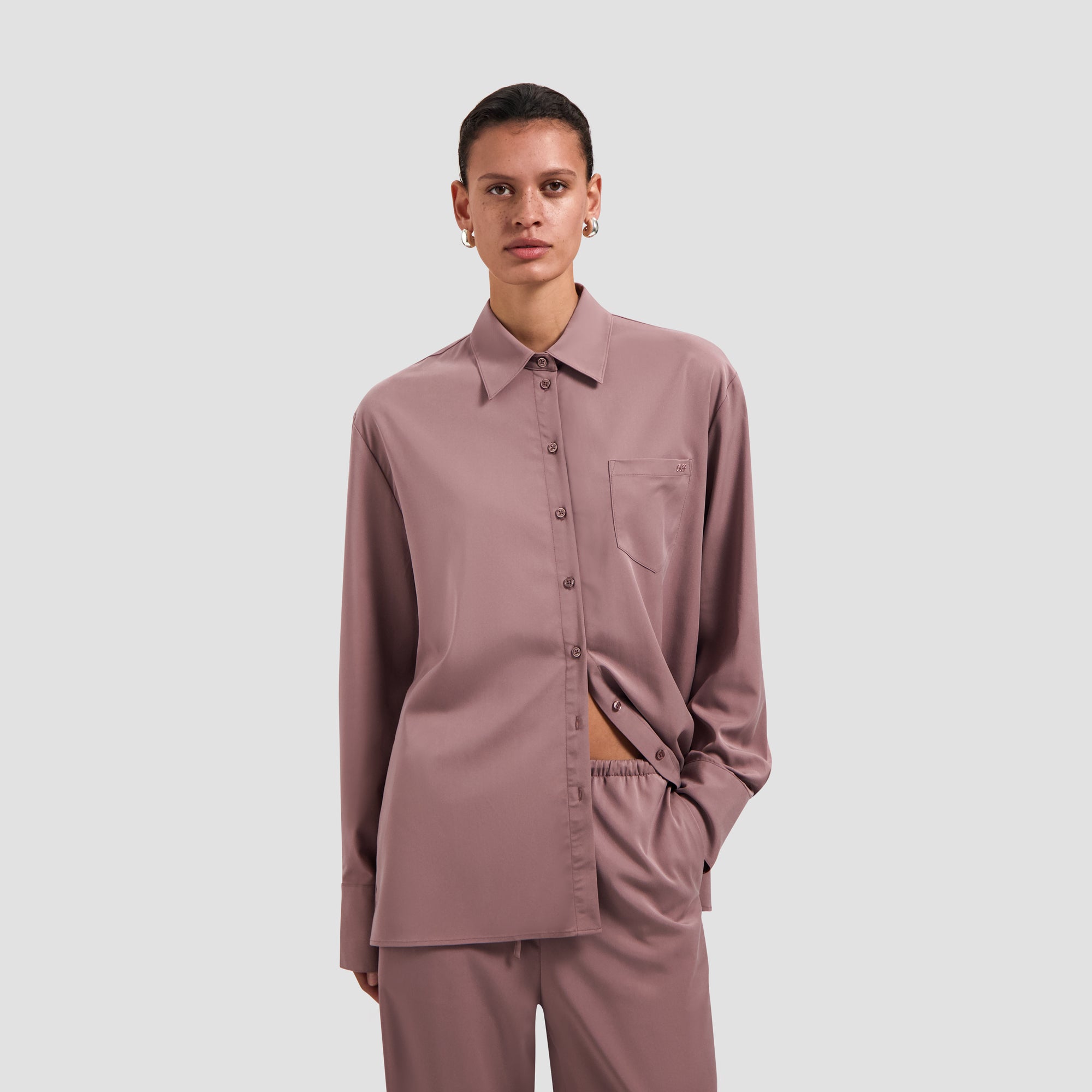 Drapey Asymmetric Shirt - Twilight Mauve