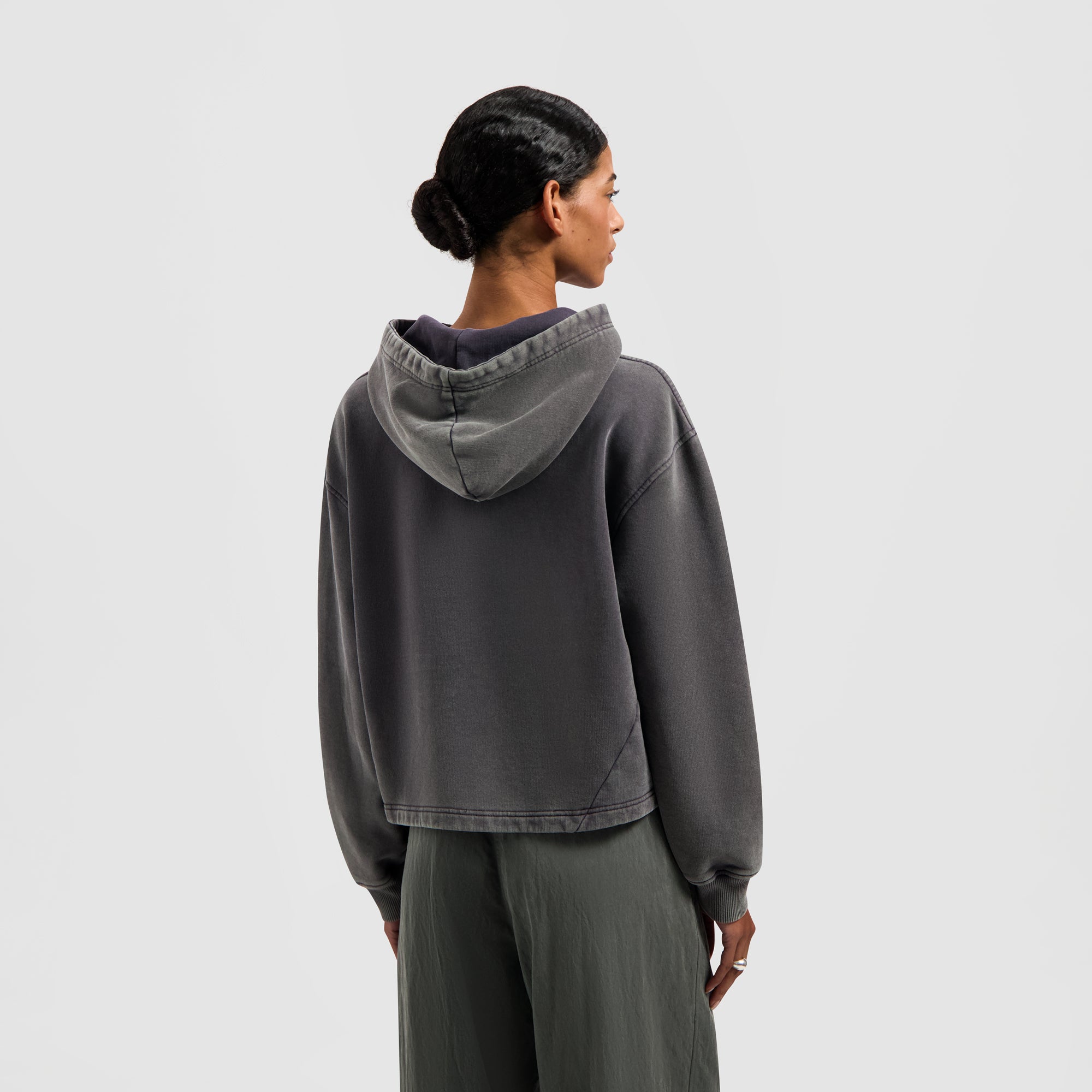 Monogram Washed Hoodie - Charcoal