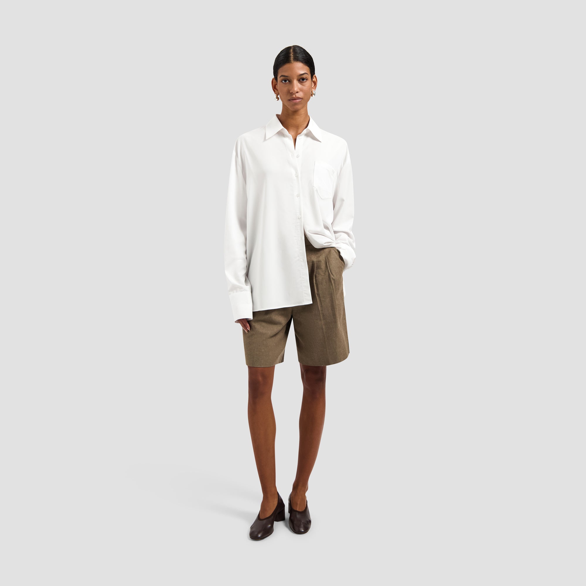 Drapey Asymmetric Shirt - Optical White