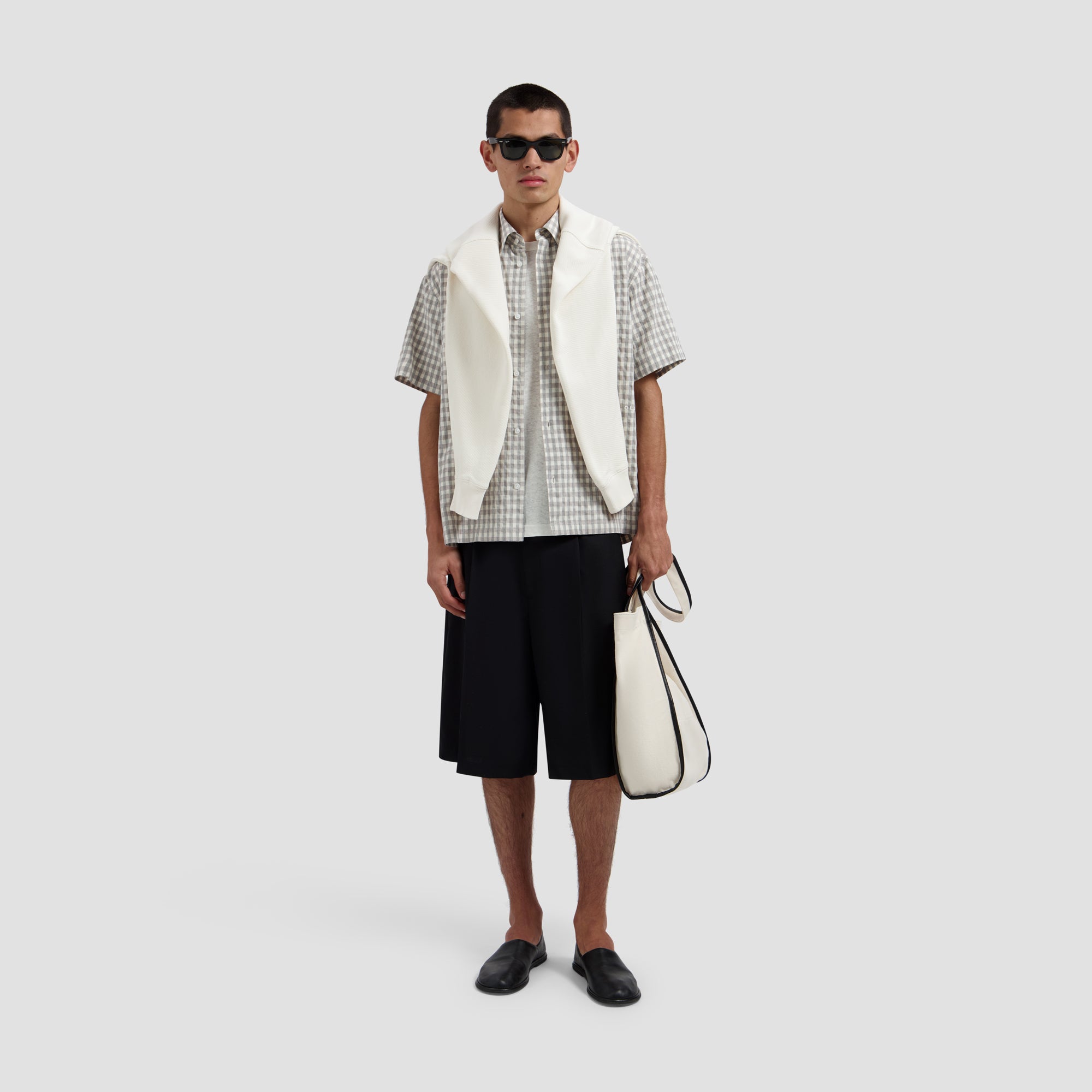 Check Boxy Shirt - Heather Grey