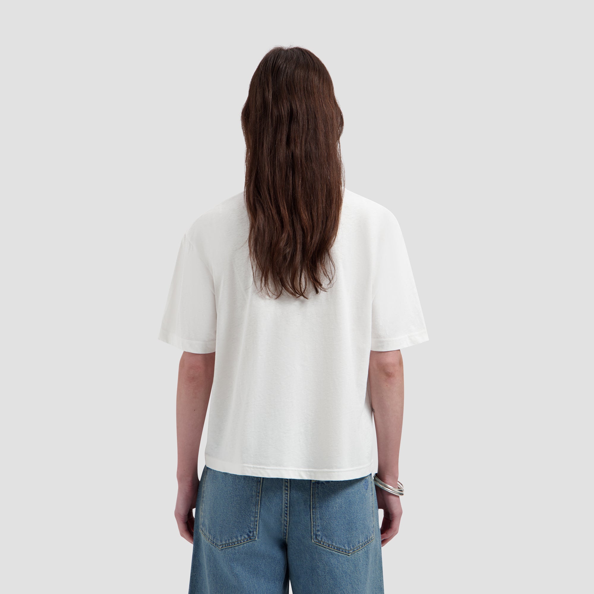 Retro Logo Linen Boxy Tee - Off-White