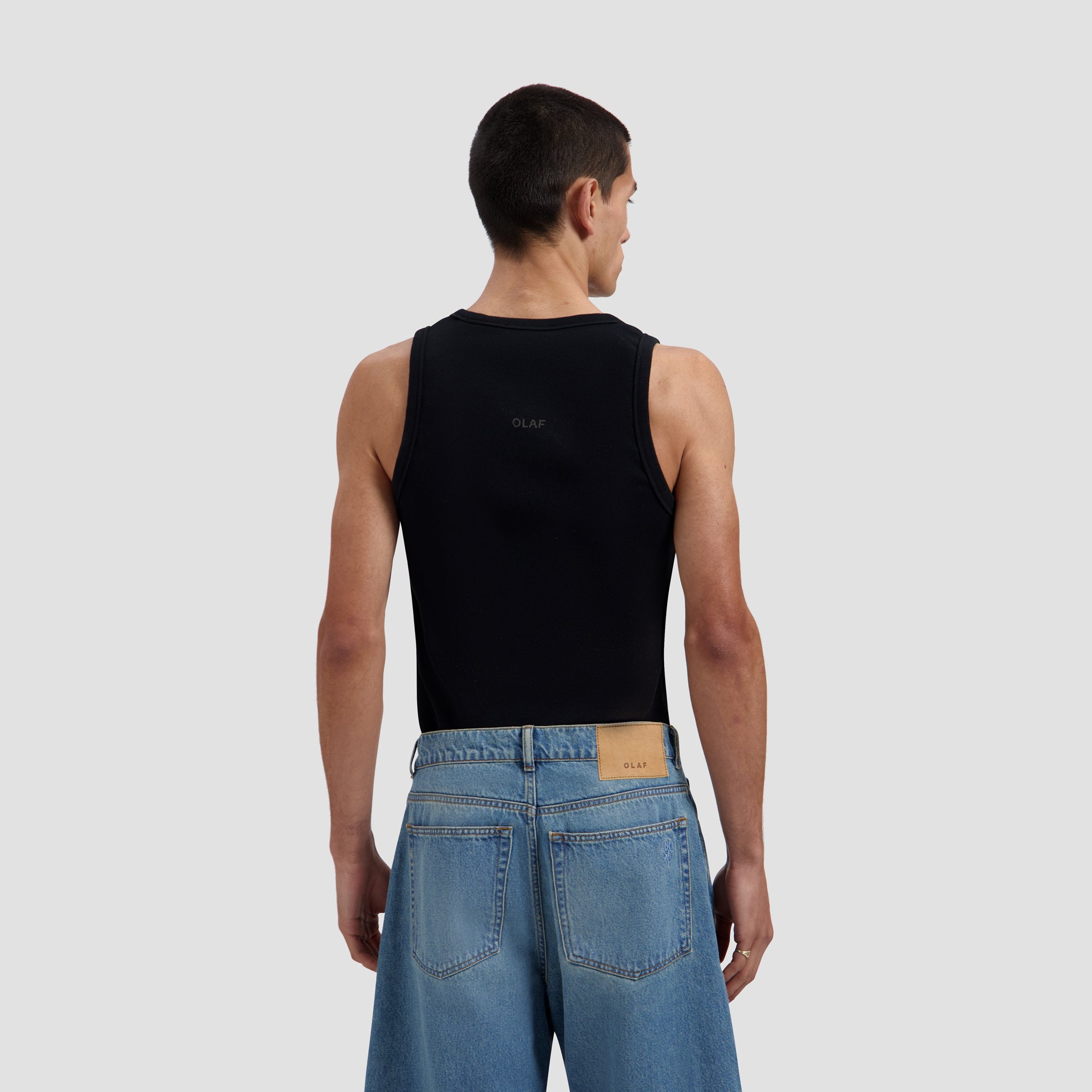 Essential Rib Tank Top - Black