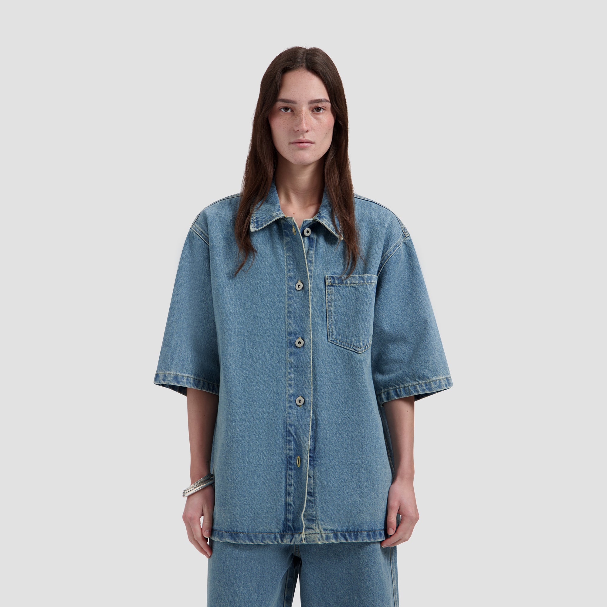 Monogram SS Denim Jacket - Light Indigo