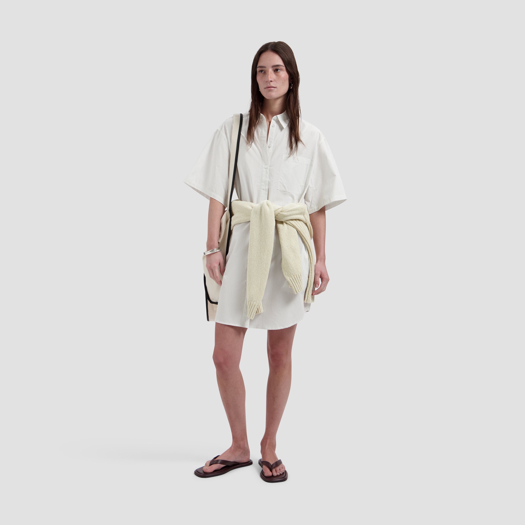 Stripe Shirt Dress - Off-White/Treehouse
