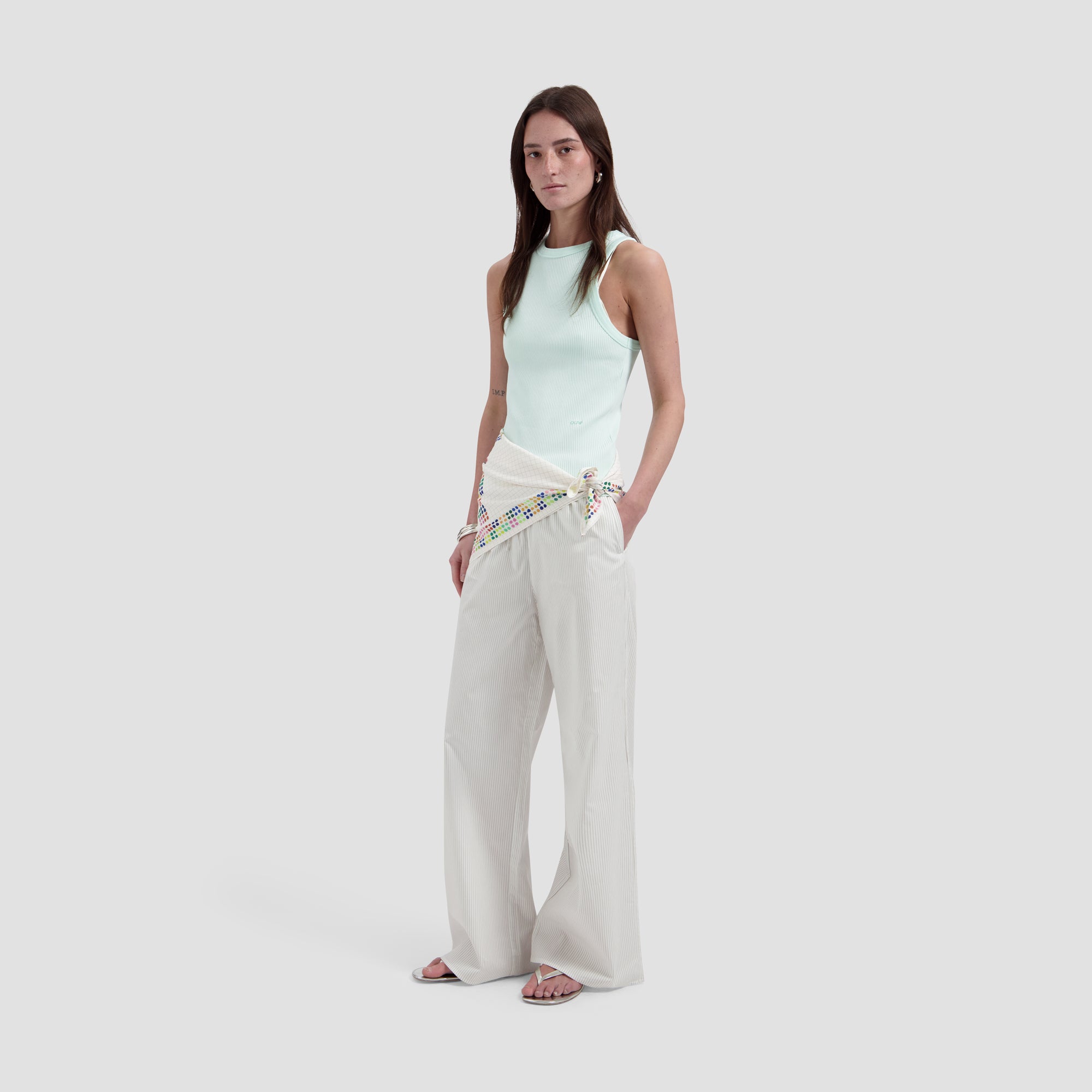 Retro Logo Rib Tank Top - Salt Air