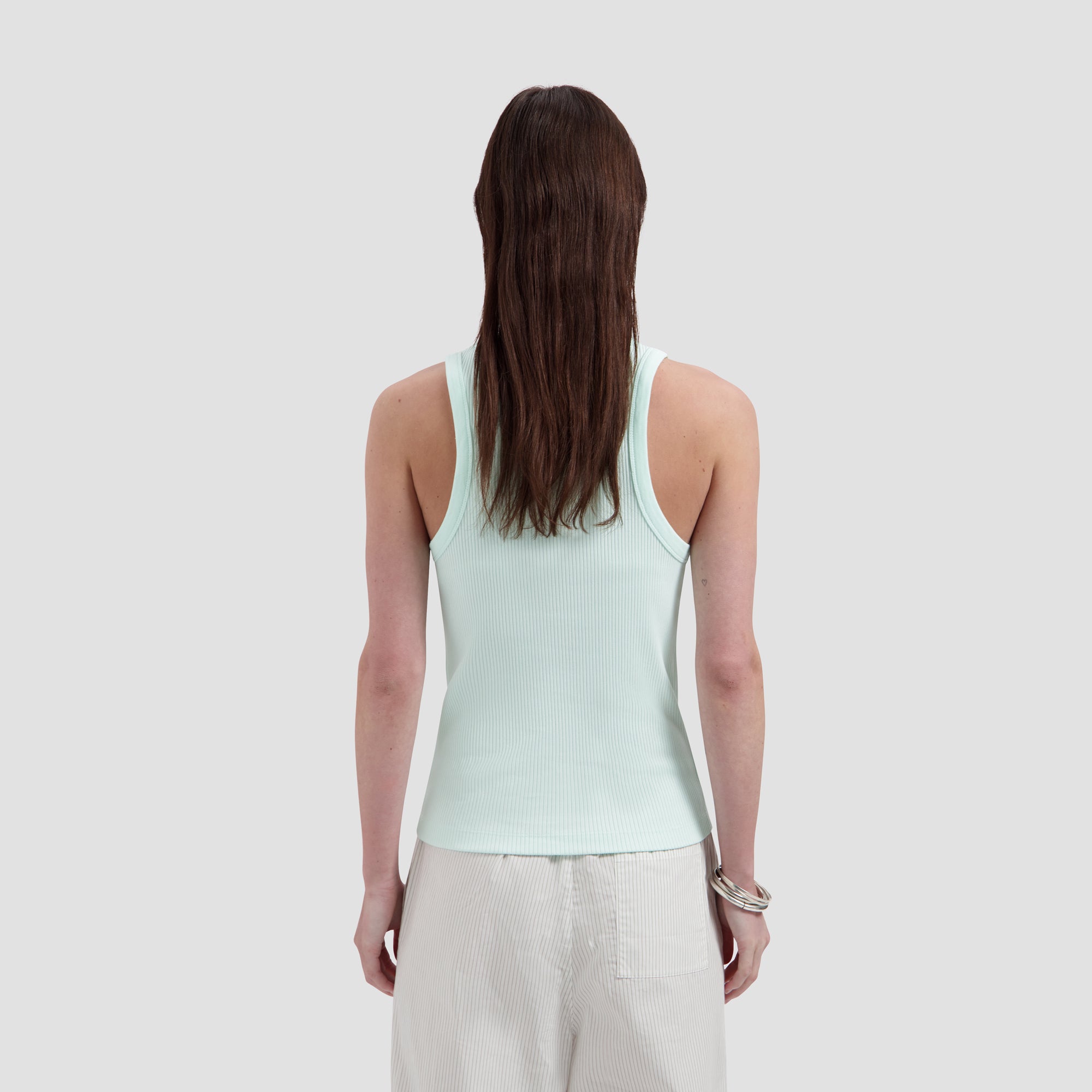 Retro Logo Rib Tank Top - Salt Air