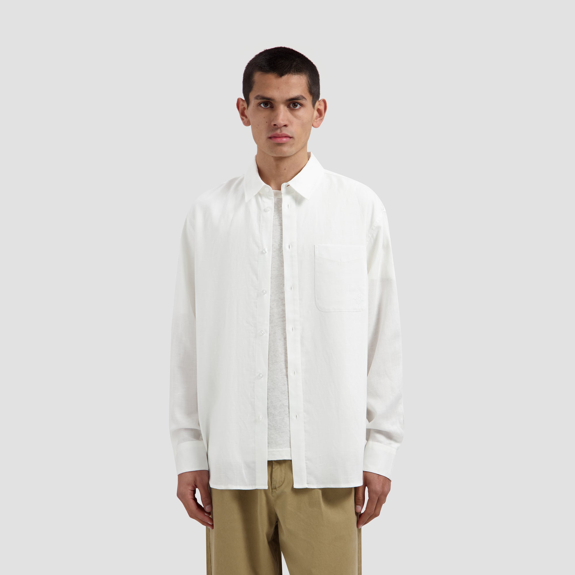 Linen Blend Relaxed Shirt - Optical White