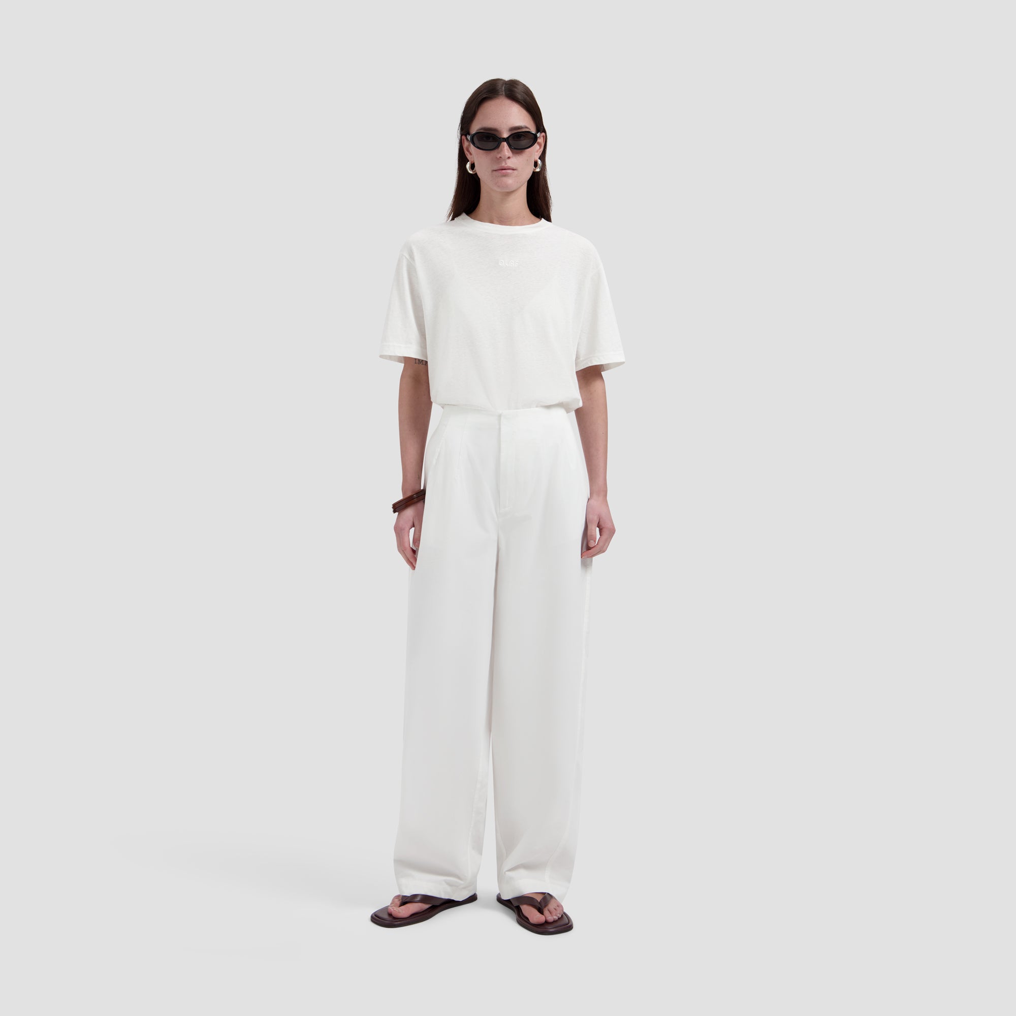 Retro Logo Linen Boxy Tee - Off-White