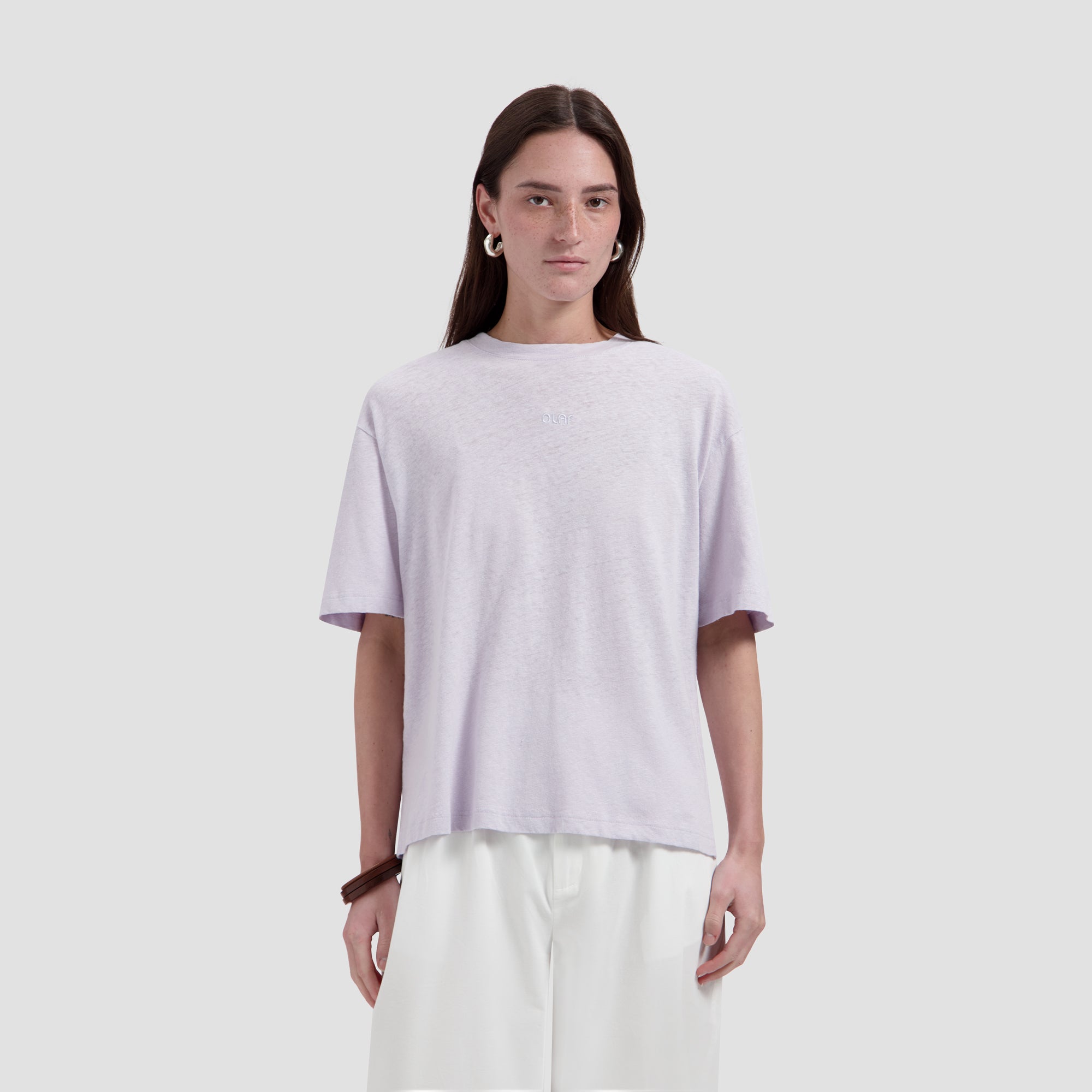 Retro Logo Linen Boxy Tee - Purple Heather