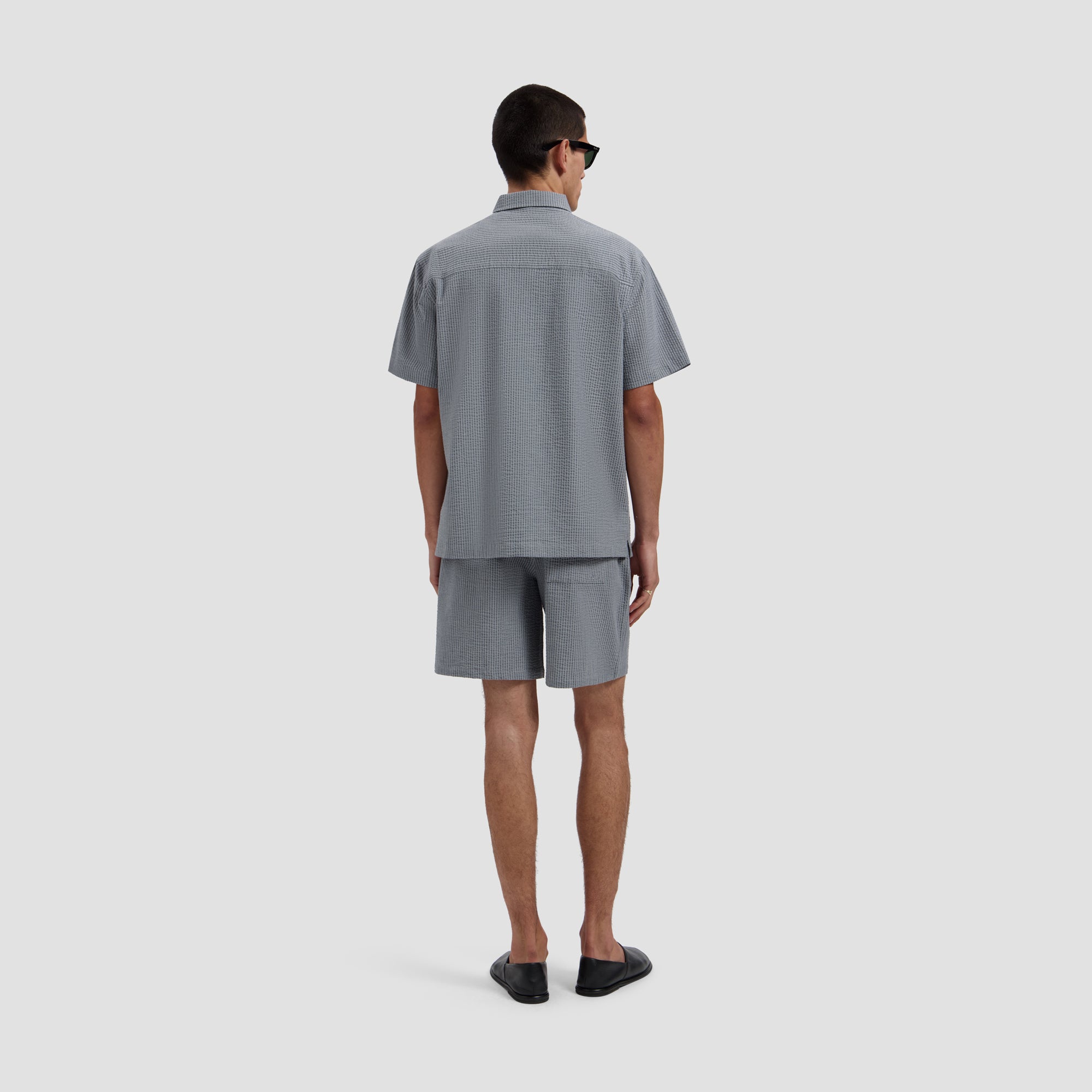 Seersucker Camp Shirt - Heather Grey