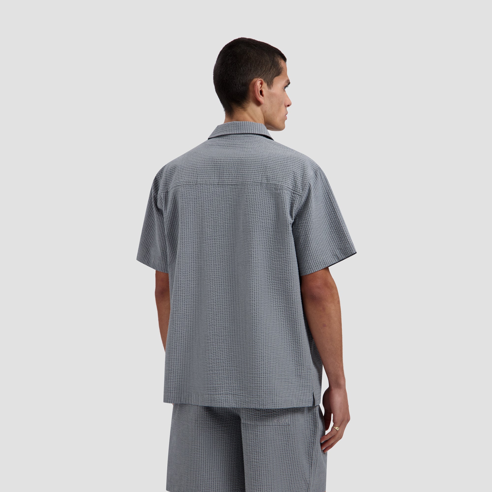 Seersucker Camp Shirt - Heather Grey