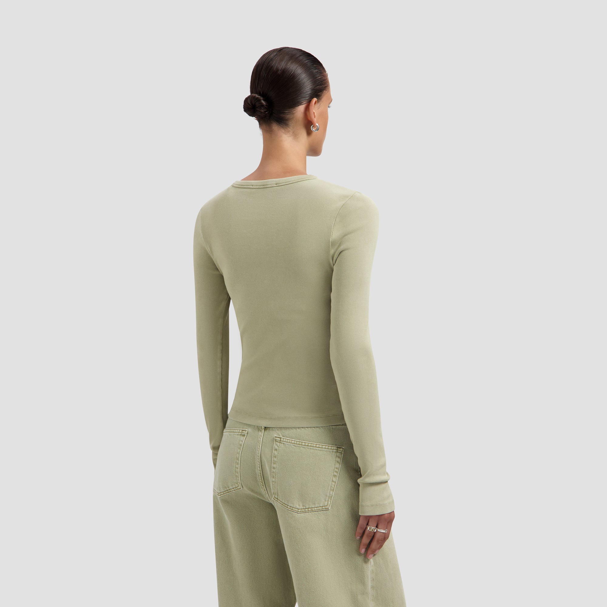 Monogram Washed Henley Top - Treehouse